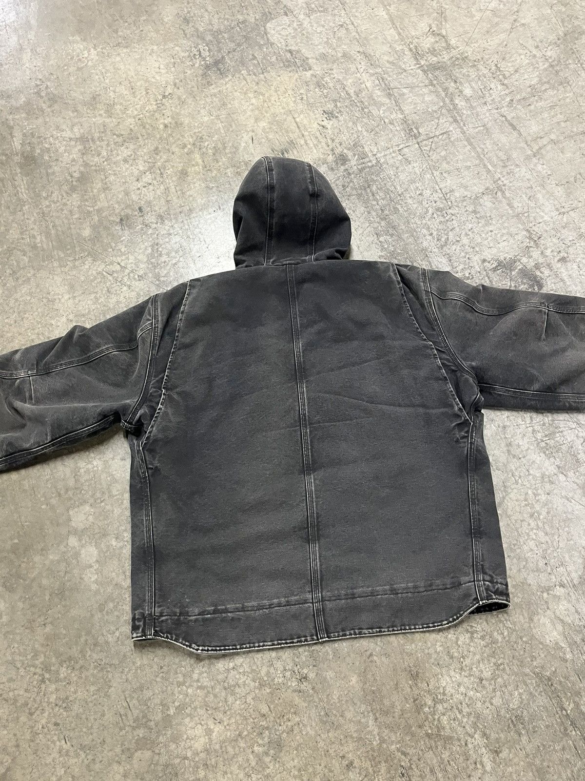 Carhartt sun faded Detroit style hooded Sherpa lined jacket