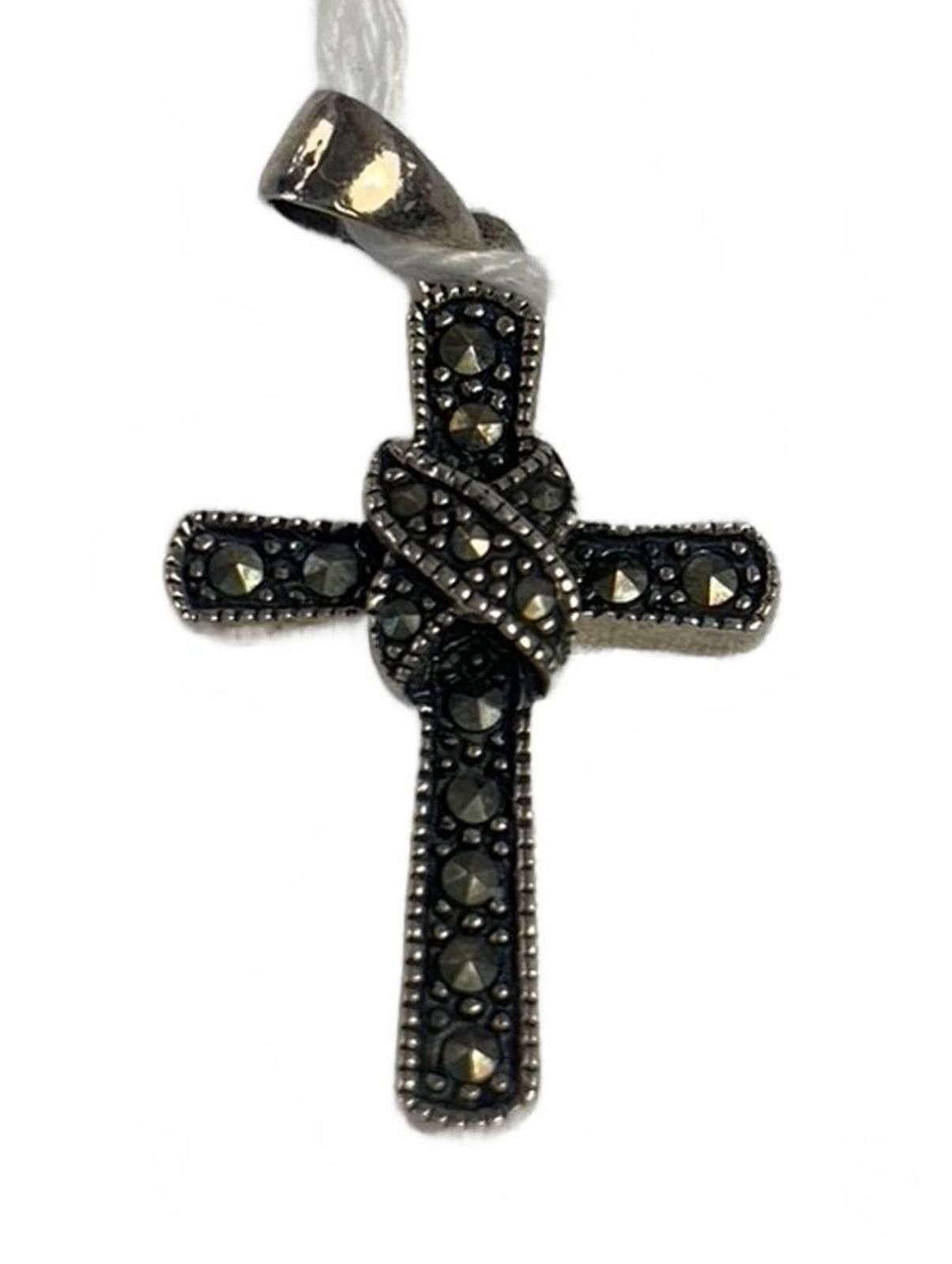 Other Sterling Sterling Silver Marcasite Cross Pendant Size ONE SIZE - 2 Thumbnail