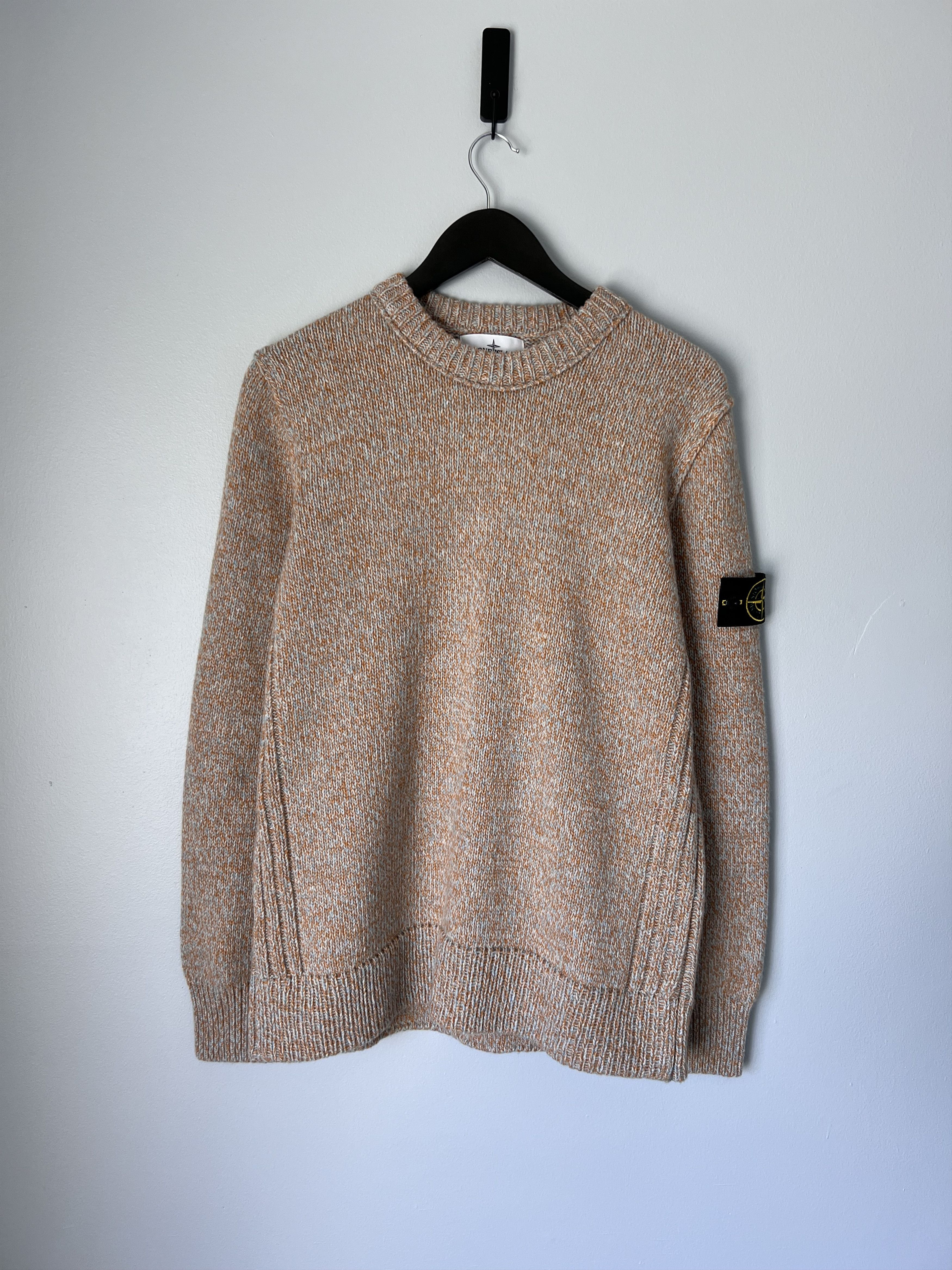 image of Stone Island Chunky Wool Sweater In Beige, Men's (Size Medium)