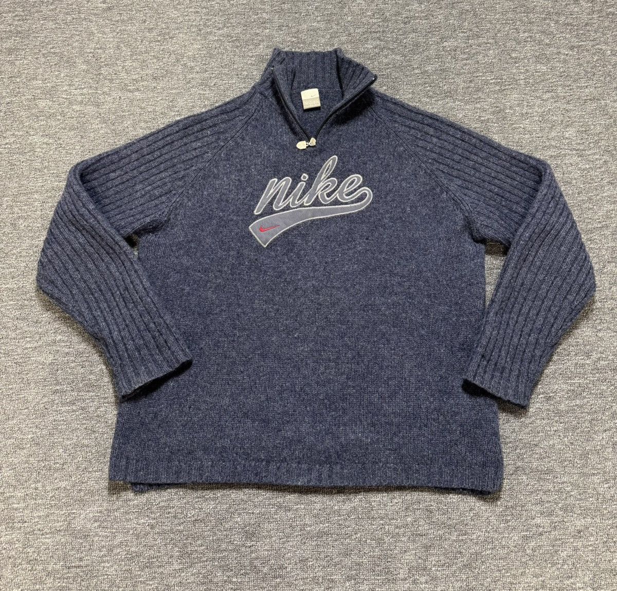 Nike Vintage Nike Men’s XL Grey Wool 1/4 Zip Sweater Pullover Size US XL / EU 56 / 4 - 1 Thumbnail