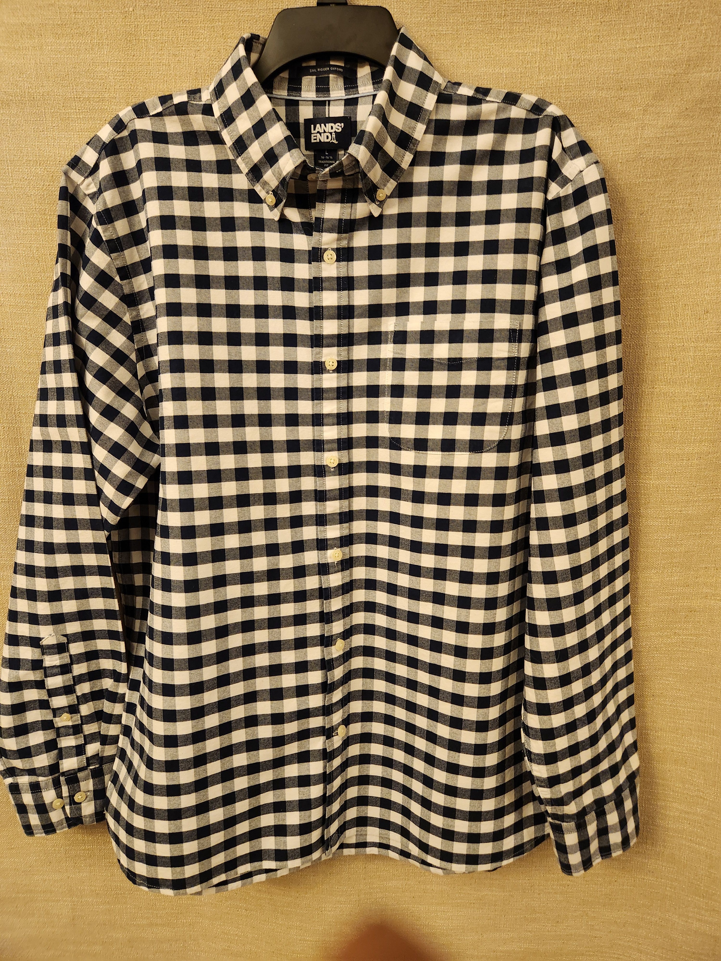 Lands' End Vintage Blue & White Checkered Button Front Shirt Size US XL / EU 56 / 4 - 1 Thumbnail
