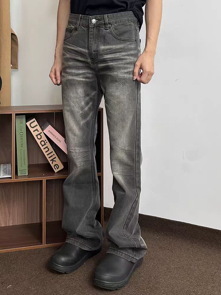 Designer × Vintage Aged Street Hip Hop Heavy Y2K Wash Micro Flare Jeans Size US 30 / EU 46 - 2 Thumbnail