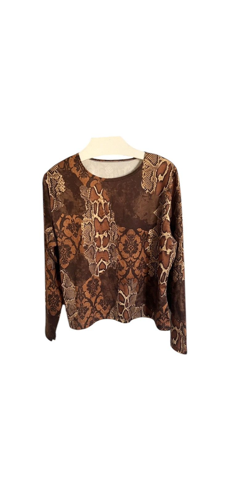 Japanese Brand × Vintage Y2k snake tiger print abstract top blouse long sleeve 2000s Size L / US 10 / IT 46 - 1 Thumbnail