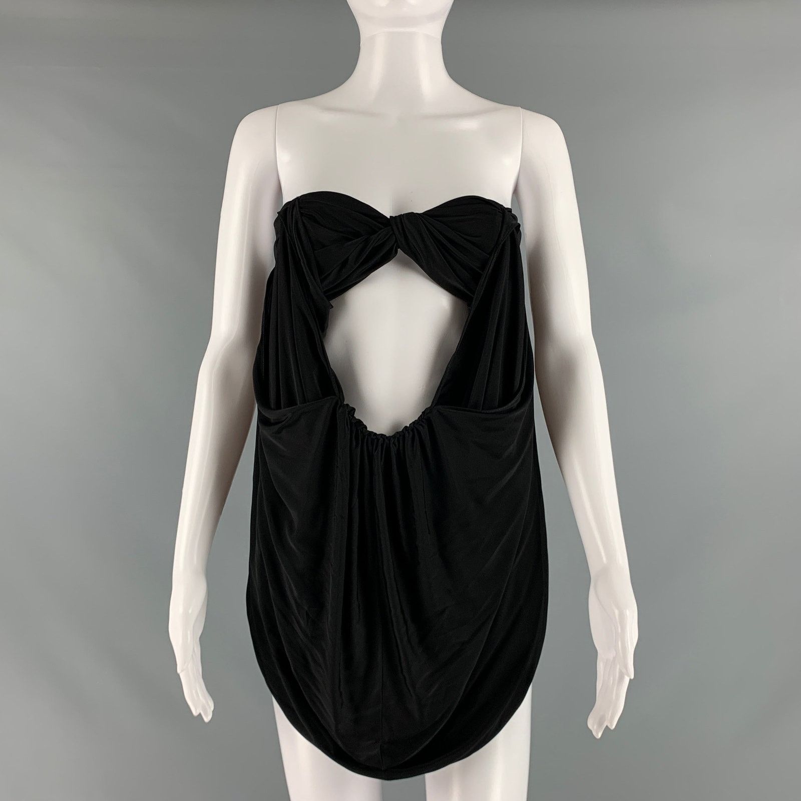 Saint Laurent Paris SAINT LAURENT Size 2 Black Jersey Ruched Bralette Dress Top Size XS / US 0-2 / IT 36-38 - 1 Thumbnail