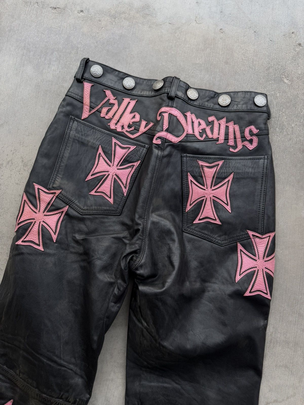 Vale Vale Forever Leather Croxxx Denim – Black / Pink 30 NWT Rare Size US 30 / EU 46 - 3 Thumbnail