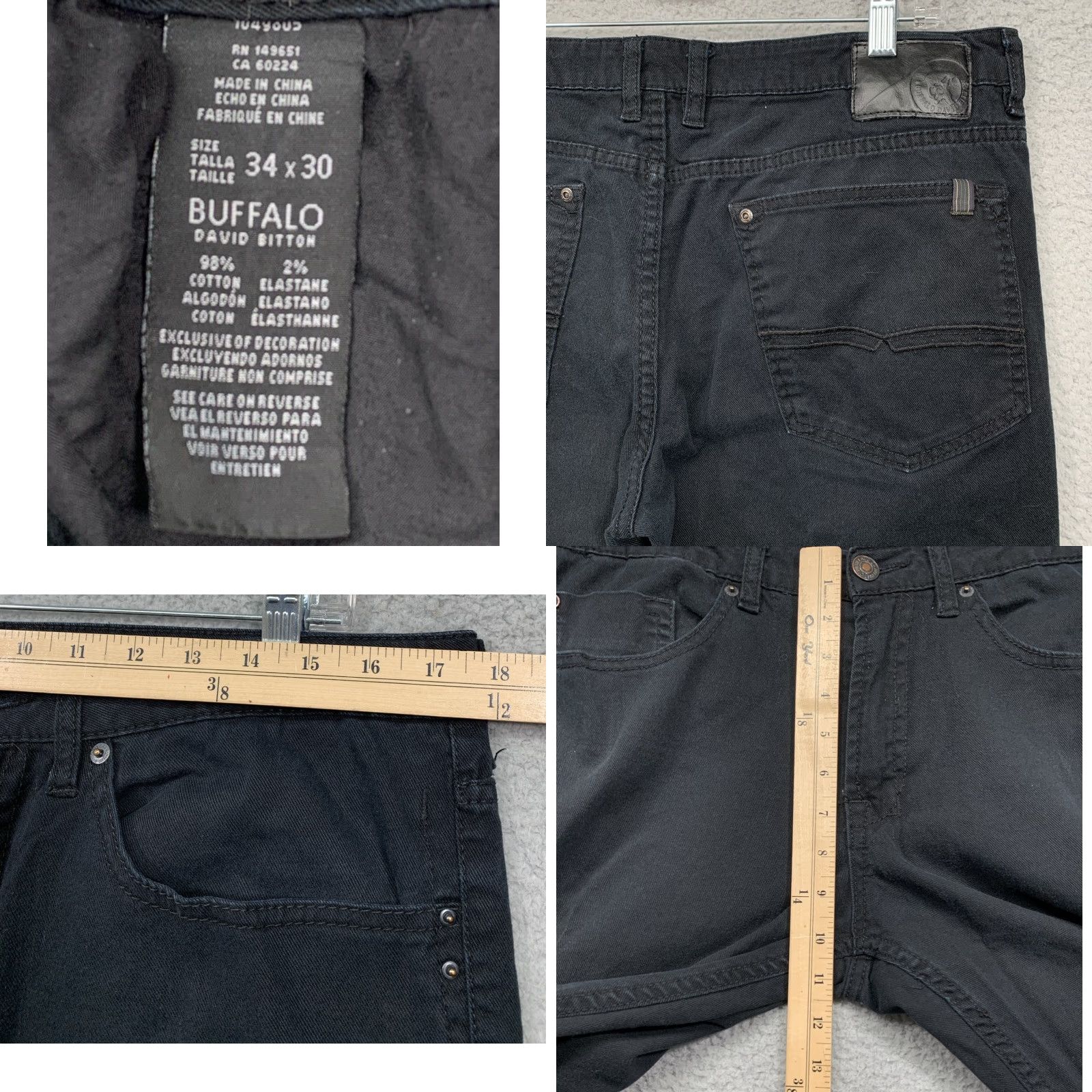 Buffalo David Bitton Buffalo David Bitton Jeans Men's Slim Straight Stretch Black 5-Pocket Sz 35/28.5 Size US 35 - 8 Thumbnail