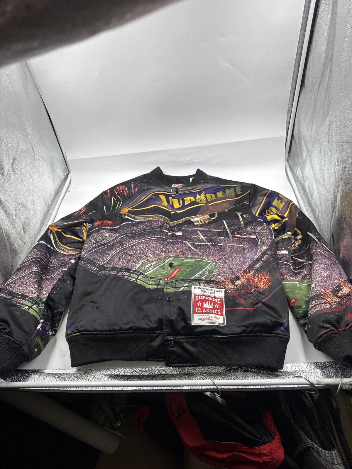 p*c様 Mitchell & Ness Supreme Classics sh Supreme x Rap-A-Lot Records - Black Satin Embroidered Club