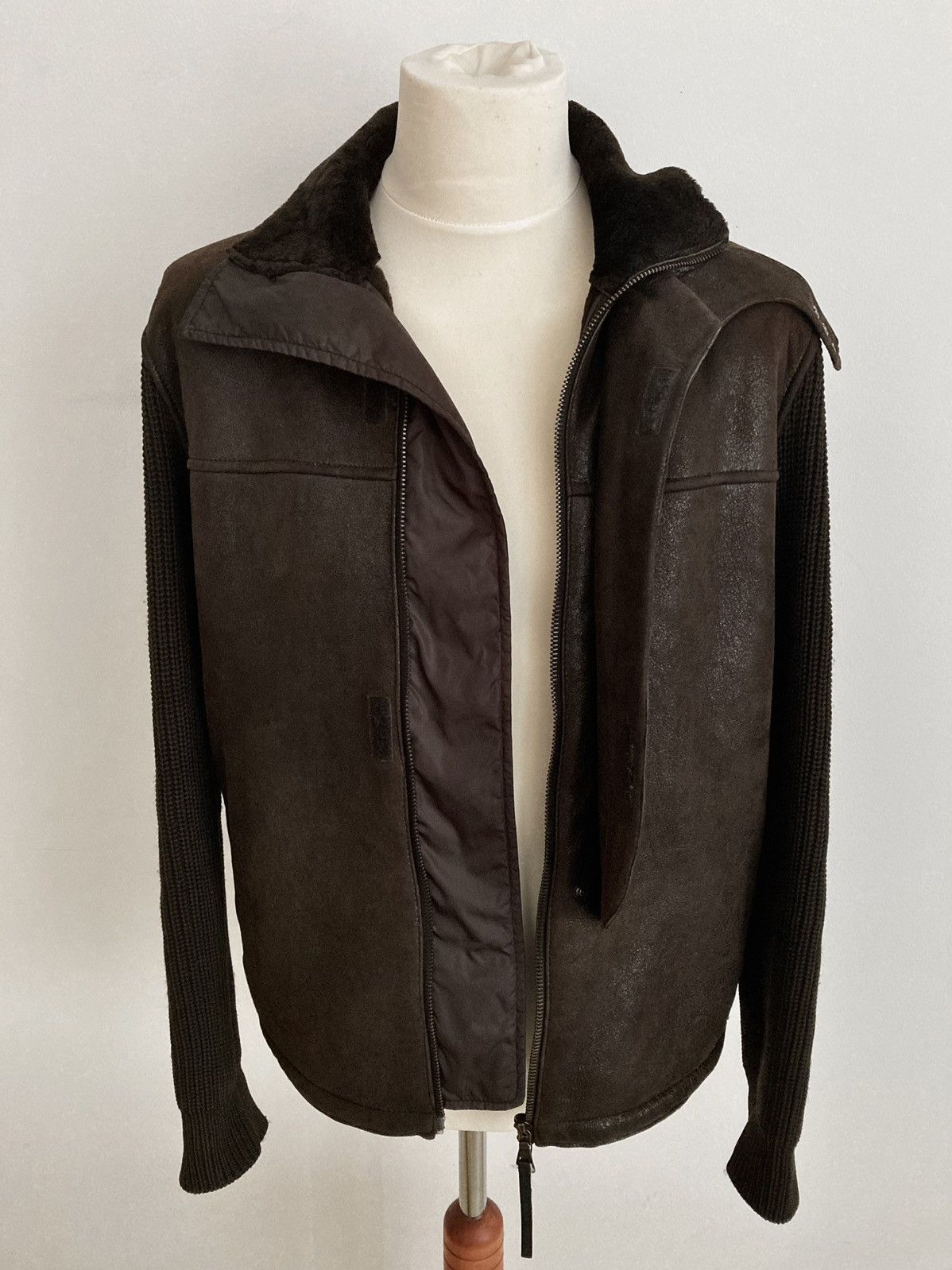 Prada Sheepskin Aviator Zip Knit Jacket Size US M / EU 48-50 / 2 - 12 Thumbnail