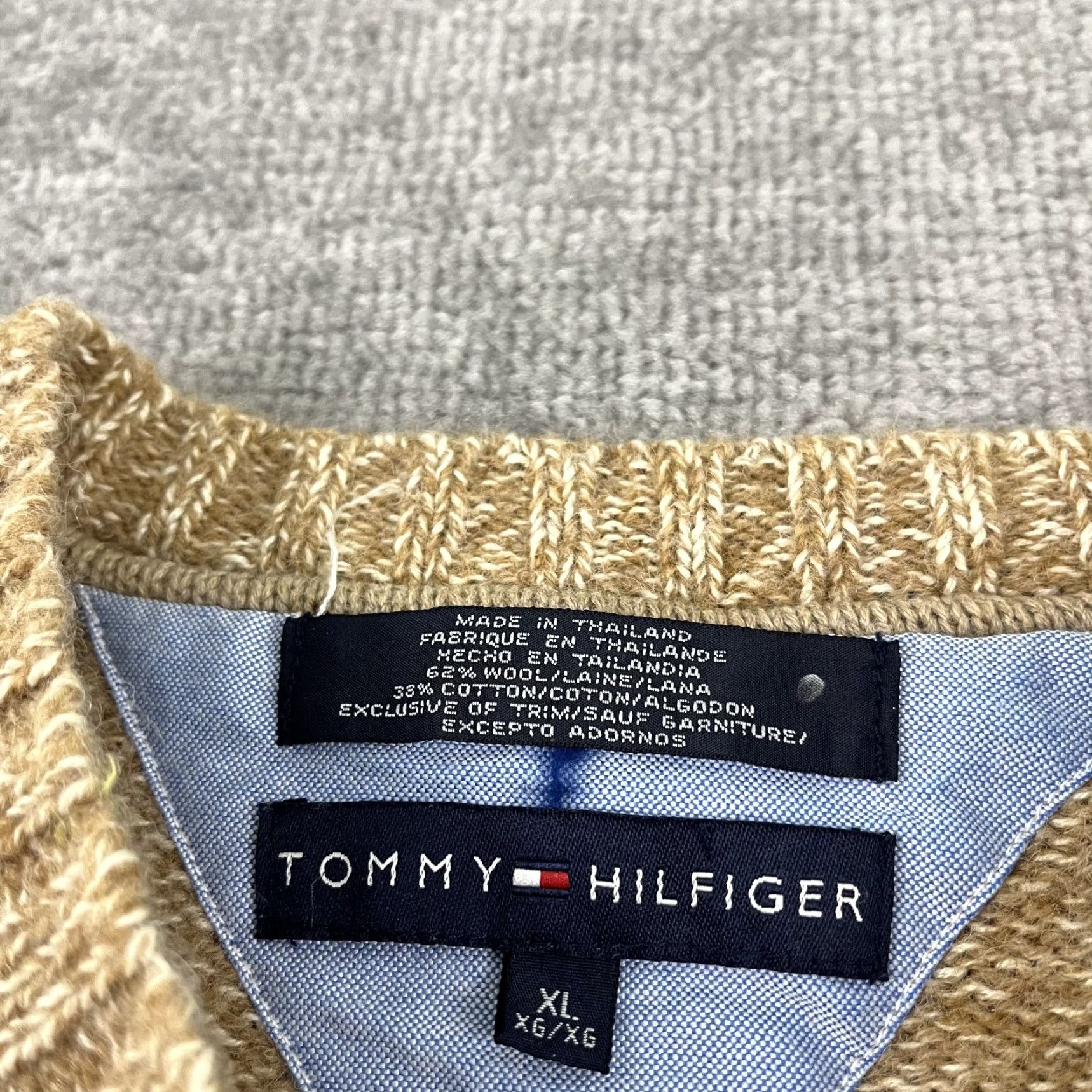 Tommy Hilfiger TOMMY HILFIGER Sweater Mens XL Brown Knit Wool Blend Logo Crewneck Pullover Size US XL / EU 56 / 4 - 3 Thumbnail