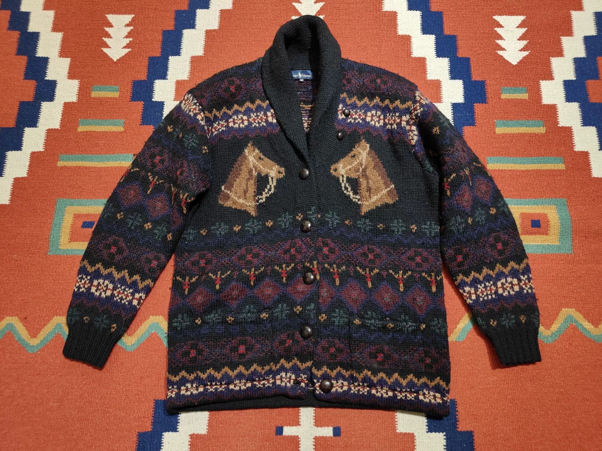 Vintage Vintage Ralph Lauren Hand-Knit Cardigan Size US M / EU 48-50 / 2 - 1 Thumbnail