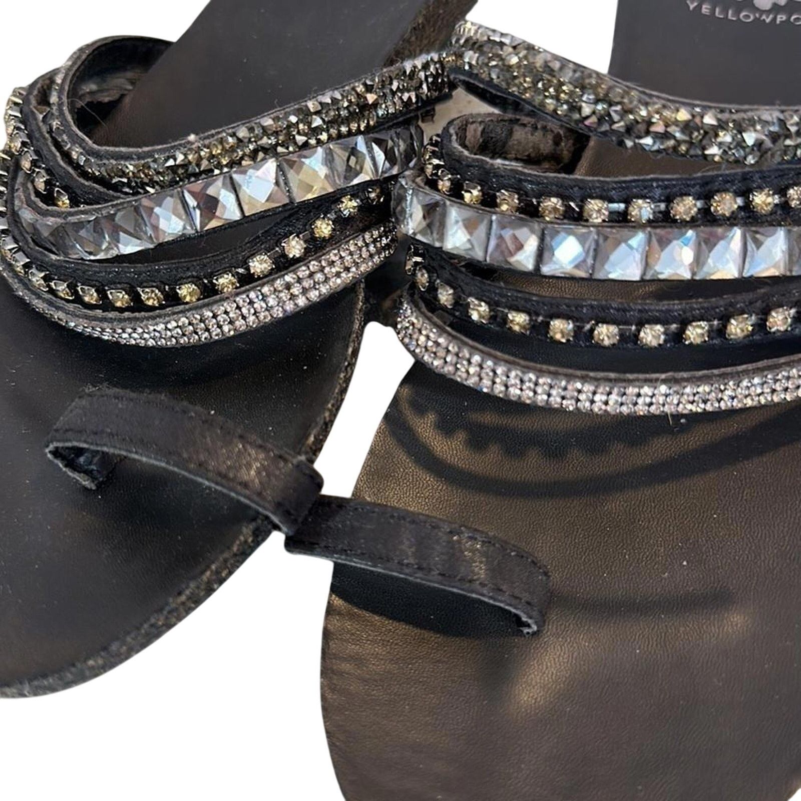 Designer Yellow Box Stylish Beaded Slide Sandals Toe Size US 6 / IT 36 - 2 Thumbnail