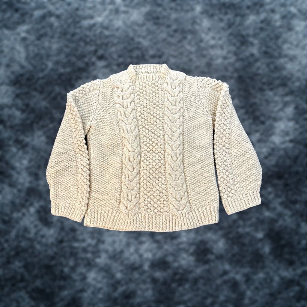 Vintage VINTAGE Handmade Wool Sweater Womens S Ivory Mock Neck Long Sleeve Fisherman Grandma 90s Classic Pullover Size S Girls/Womens Size S / US 4 / IT 40 - 1 Thumbnail