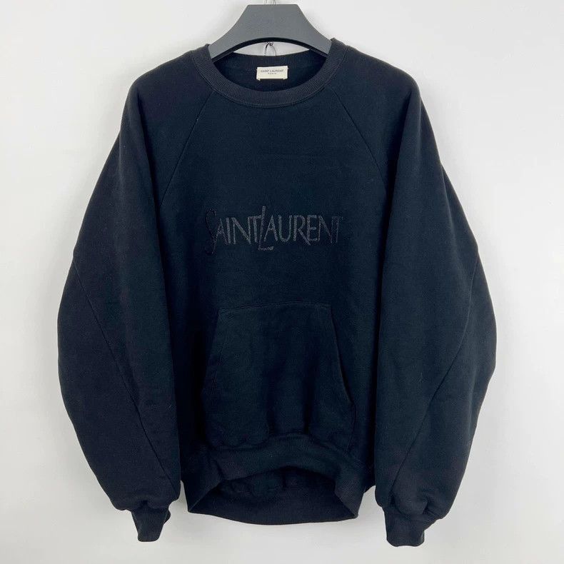 Saint Laurent Paris Saint Laurent Black Embroidered Logo Hoodie-2505 Size US S / EU 44-46 / 1 - 1 Thumbnail