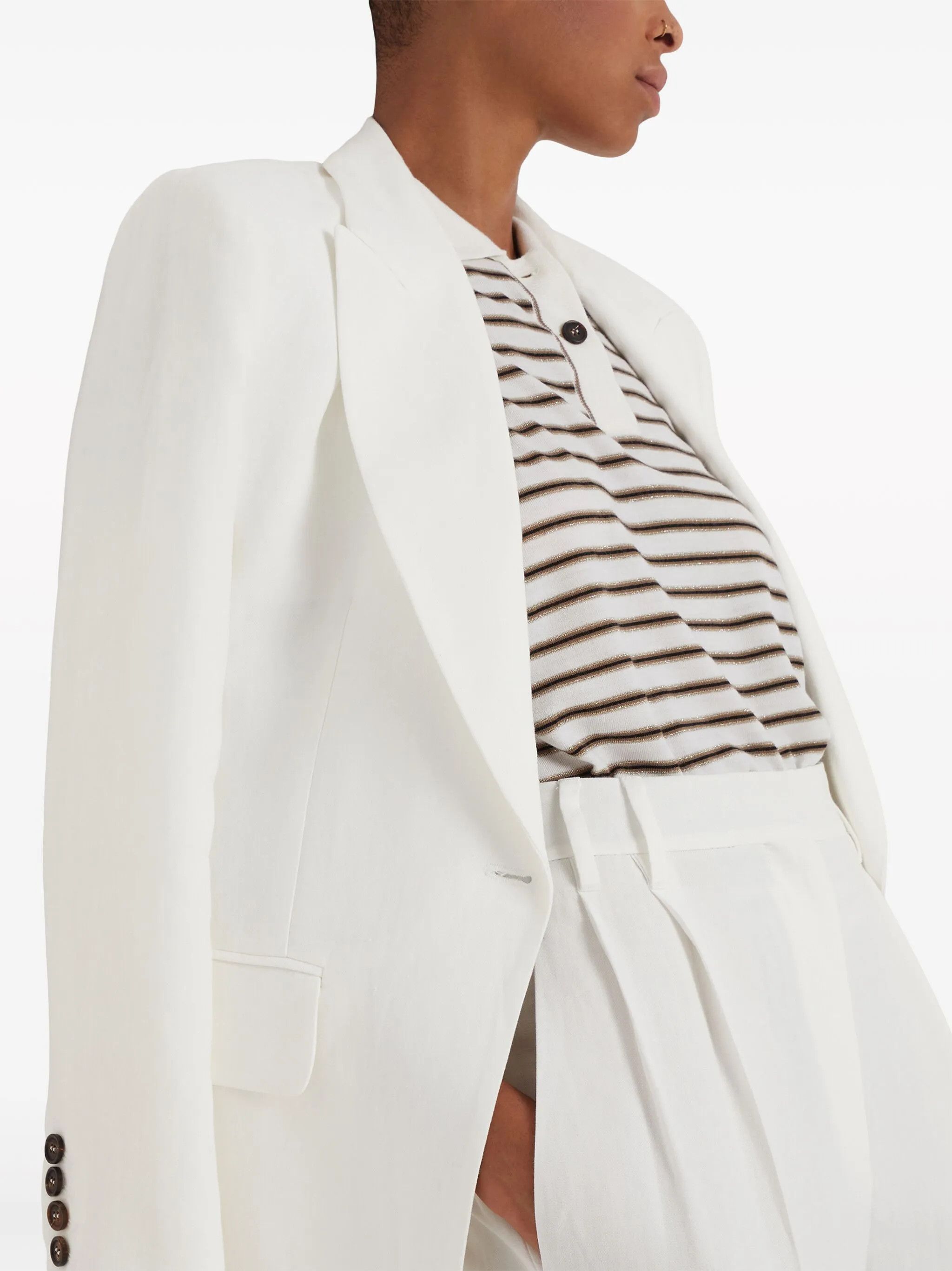 Brunello Cucinelli o1y0725 Blazer in White Size L / US 10 / IT 46 - 3 Thumbnail