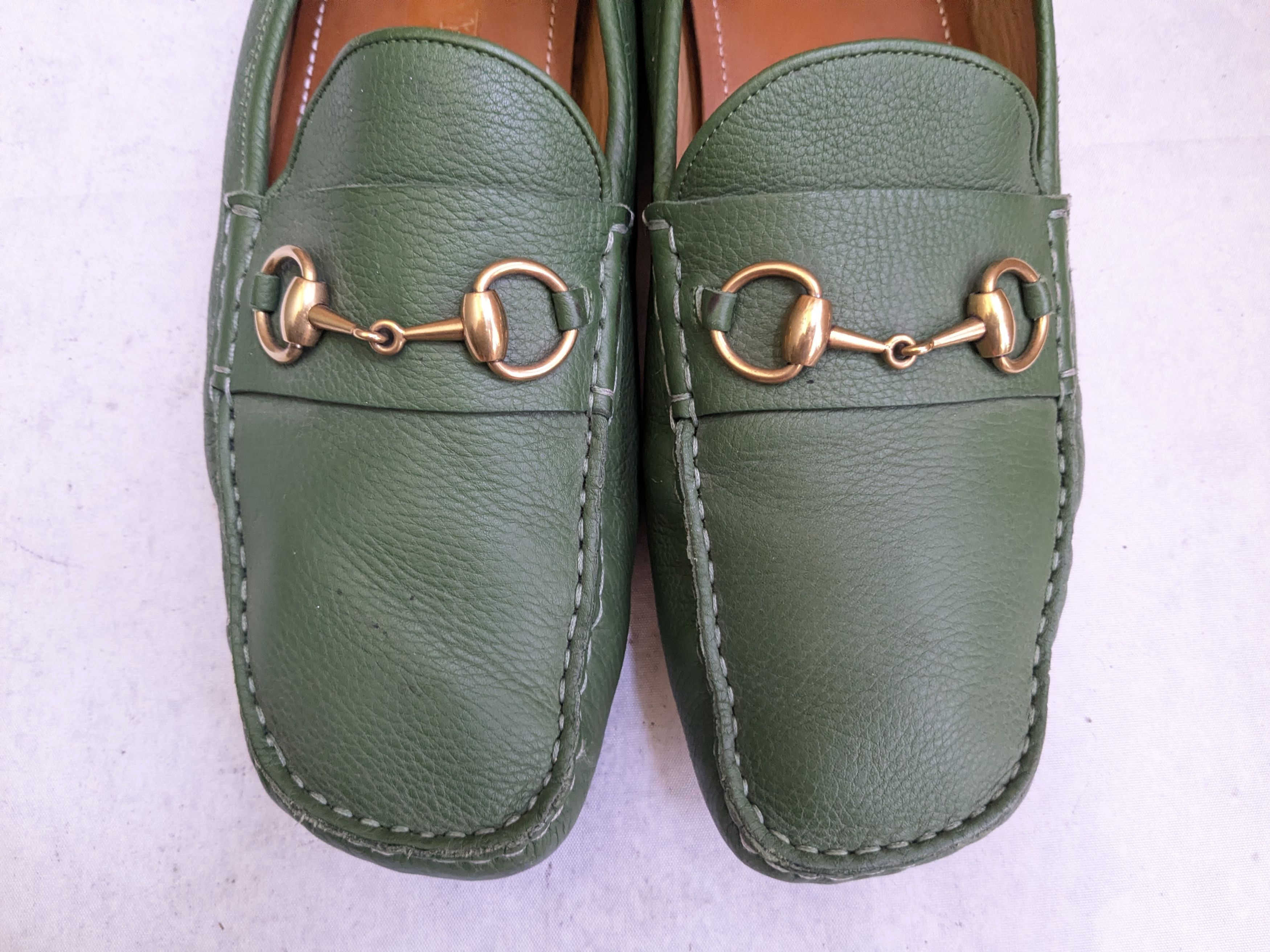 Gucci Gucci Horsebit driving loafers green 12.5 leather Size US 12.5 / EU 45-46 - 7 Thumbnail