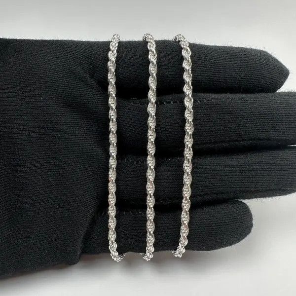 Jewelry Silver Chain Solid .925 Silver Rope Chain 3MM 20 Inches Size ONE SIZE - 3 Thumbnail