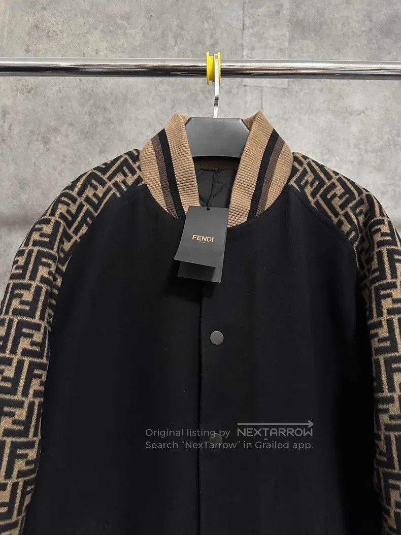 Fendi Fendi Arm Monogrammed Monogram Wool Baseball Jacket Size US XL / EU 56 / 4 - 2 Thumbnail