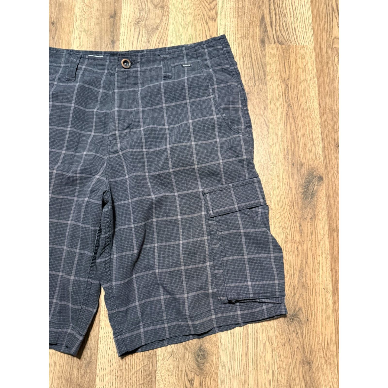 Hurley Hurley Shorts Men's 34 Plaid Chino Shorts Casual Pockets Black Grey Size US 34 / EU 50 - 4 Thumbnail