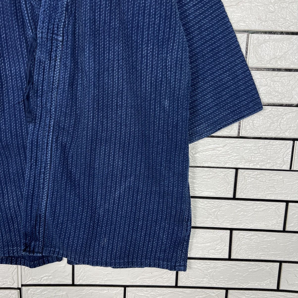 Vintage Japan Indigo Blue Sashiko Thick Weave Kimono #4149-C189 Size US L / EU 52-54 / 3 - 6 Thumbnail