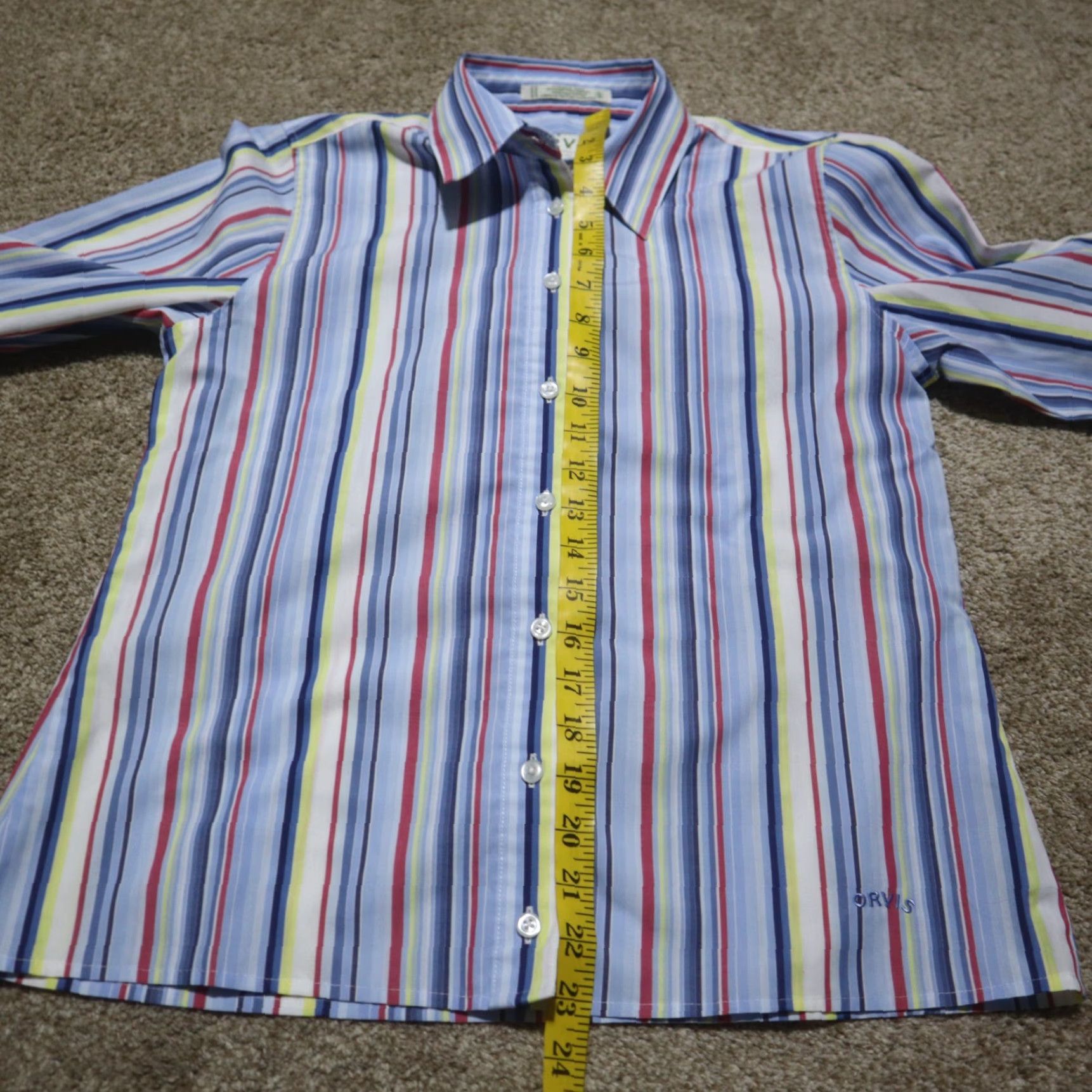 Orvis Orvis Shirt, Ladies Women, Multicolor Striped Button-Up Long Sleeve Size 6, Casual Outdoor All Seasons, Logo Accent, Cotton Polyester, Regular Fit Size M / US 6-8 / IT 42-44 - 6 Thumbnail