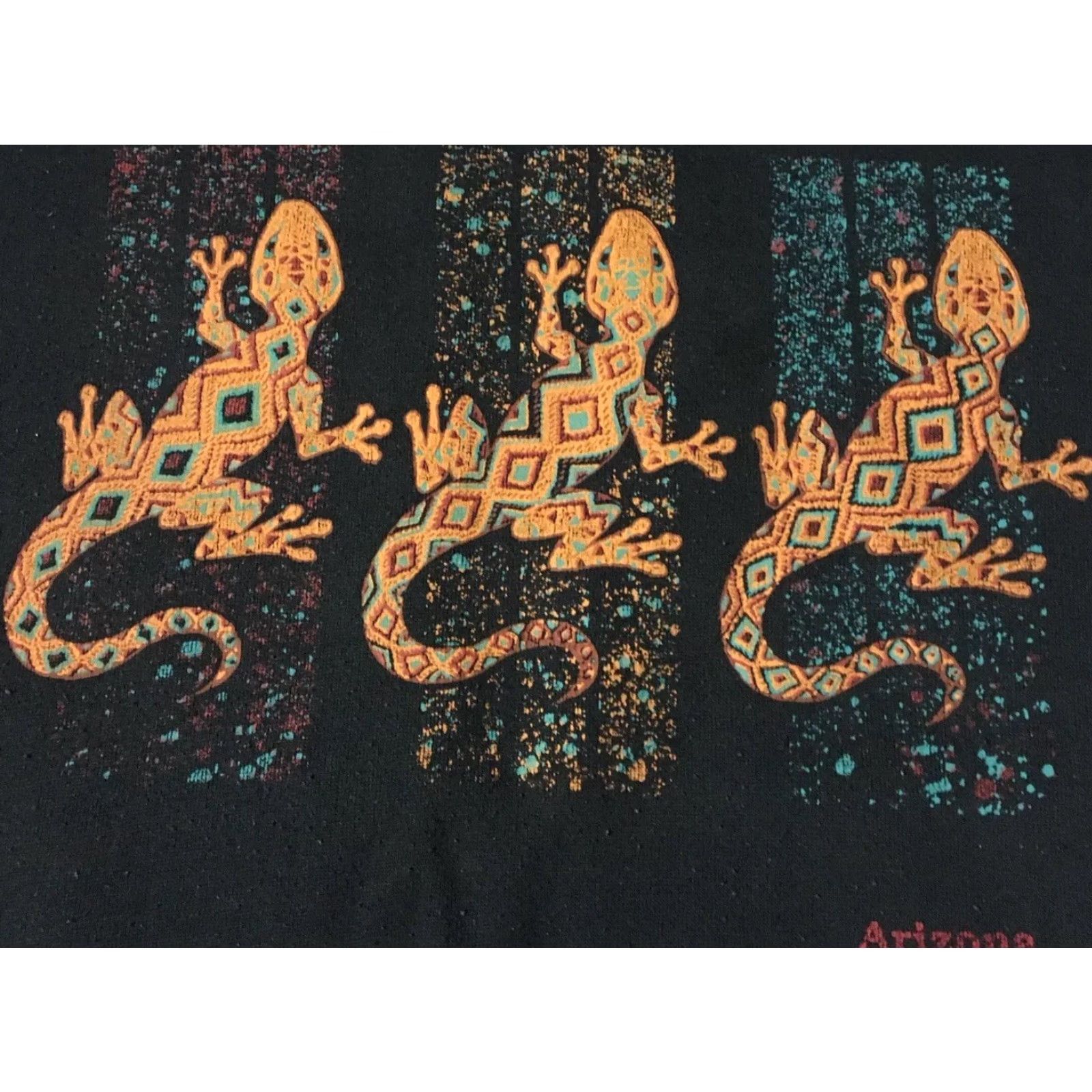 Vintage VINTAGE Arizona Lizard Sweatshirt XL USA Gecko Men Black 90s Grunge Desert Aztec Surf & Skate USA Animals Arizona Sedona Retro Pattern Striped Size US XL / EU 56 / 4 - 2 Thumbnail