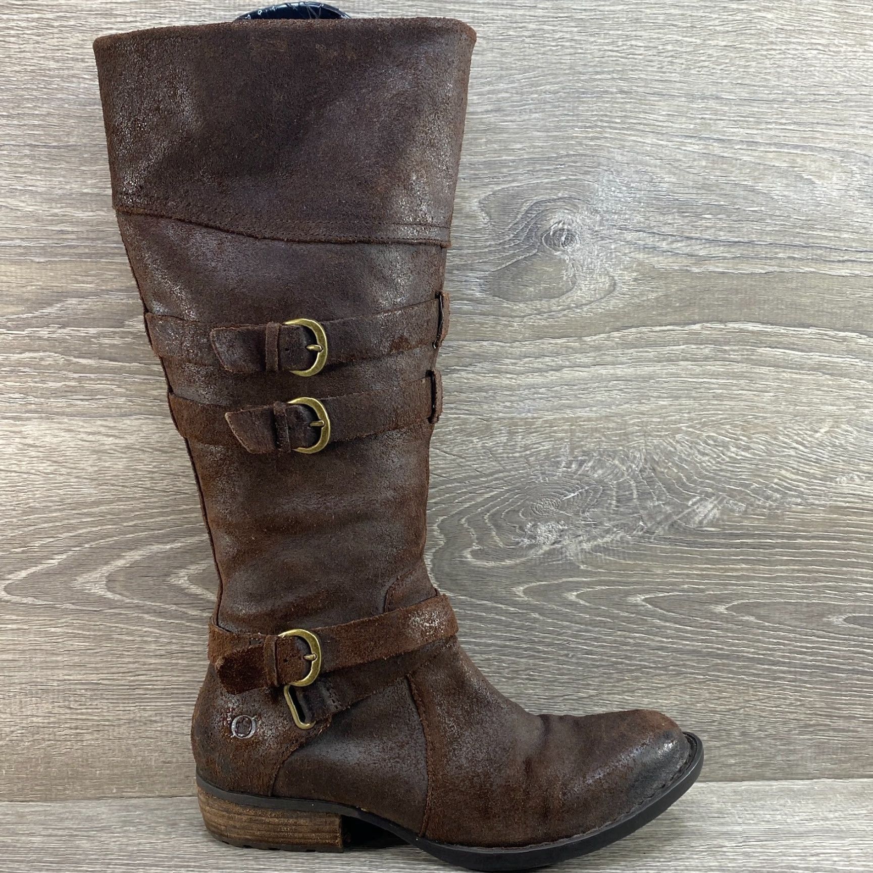 Born VINTAGE Born Women's Odom Brown Leather Tall Knee High Buckle Zip Riding Boots Size 7 M Size US 7 / IT 37 - 2 Thumbnail