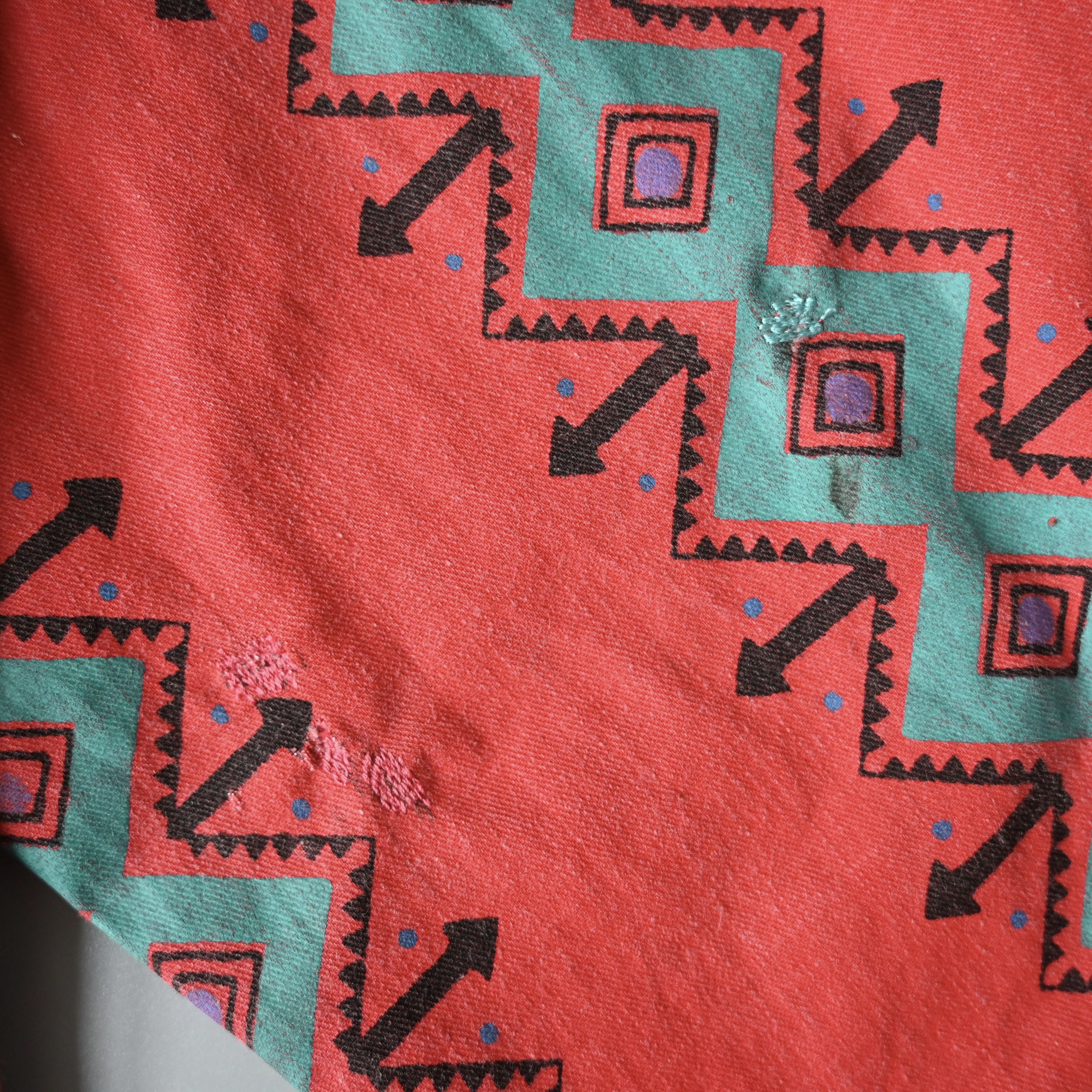 Vintage VTG Wrangler brushpopper shirt Aztec Navajo poppy red 16.5 Size US L / EU 52-54 / 3 - 15 Thumbnail