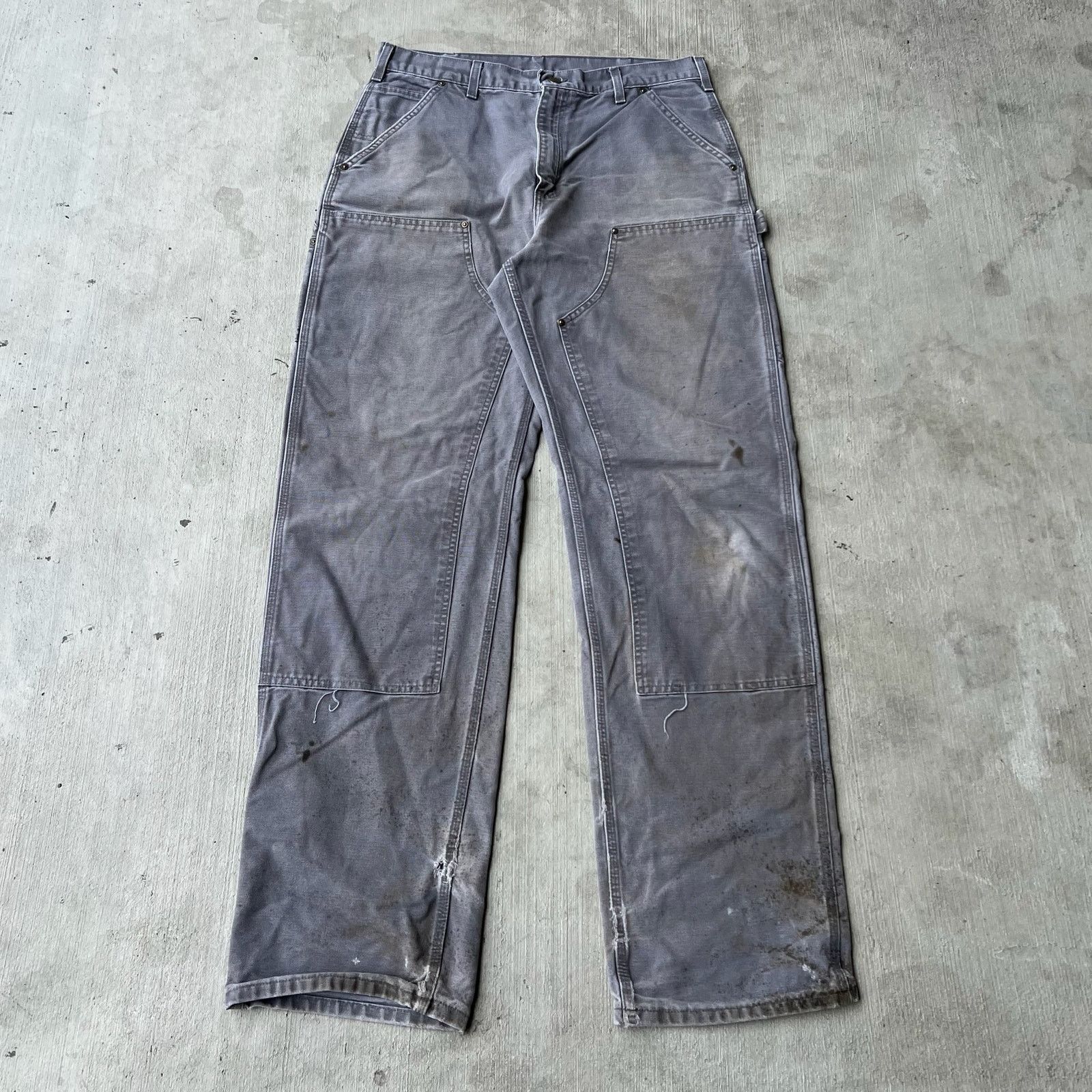 Carhartt × Vintage Carhartt faded gray double knee work wear carpenter pants Size US 34 / EU 50 - 1 Thumbnail