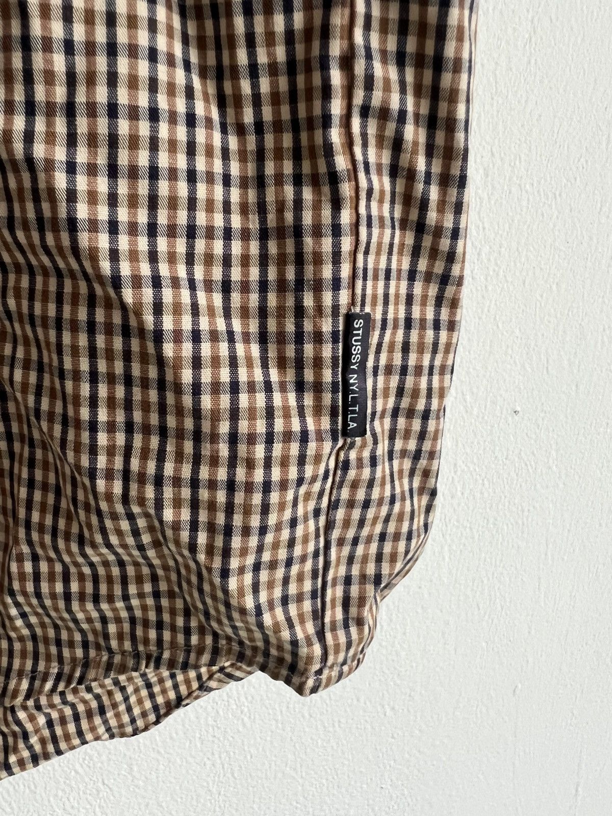Vintage 1980s Stussy 🇺🇸 Small Checked Plaid Camp Collar Shirt