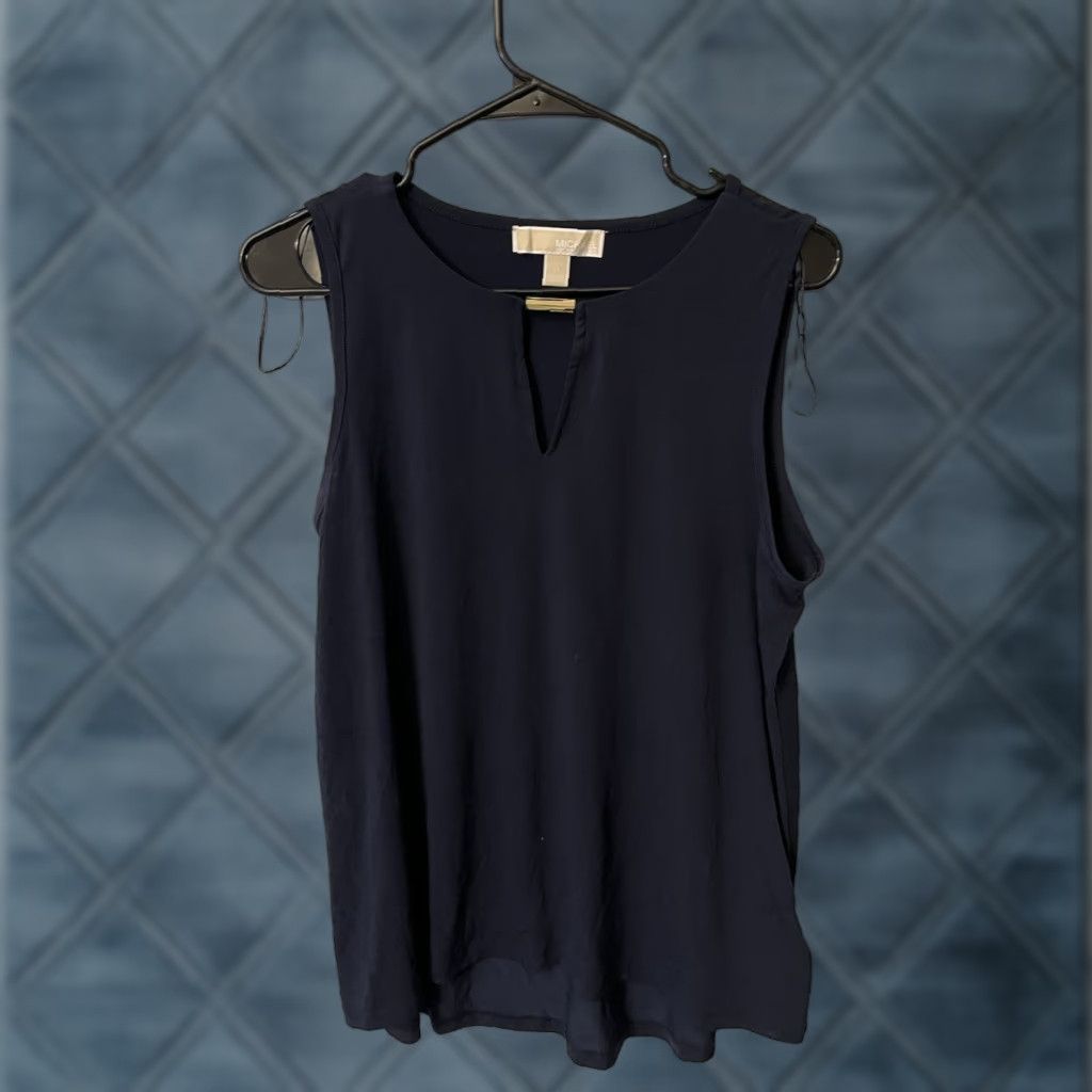 Michael Kors Michael Kors Blouse Medium Navy Blue Sleeveless V-Neck Women's Size M / US 6-8 / IT 42-44 - 1 Thumbnail