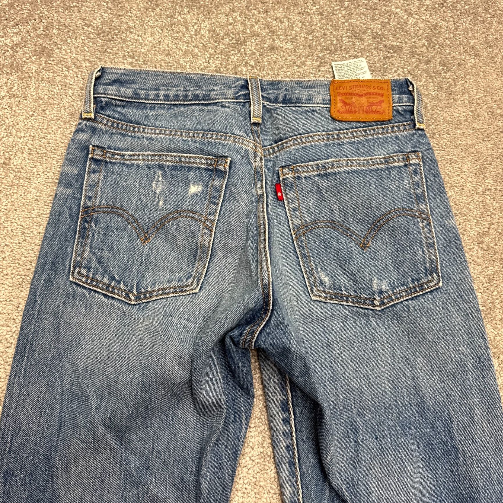 Levi's Levi's 501 Denim Jeans Womens 25 Blue Distressed Straight Fit Regular Button Fly Pockets 5-Pocket Classic Casual Size 42" / US 20 - 5 Thumbnail