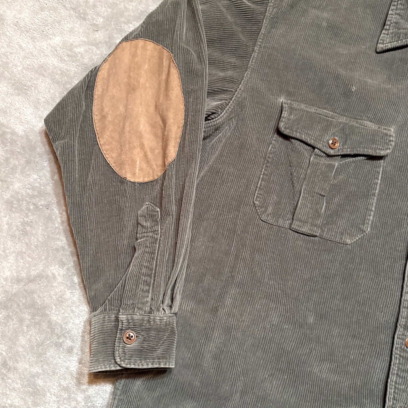 Polo Ralph Lauren VINTAGE Polo Ralph Lauren Sierra Shirt Mens L Green Corduroy Elbow Patch Shacket Safari/Military Button-Up Casual? Size US L / EU 52-54 / 3 - 4 Thumbnail