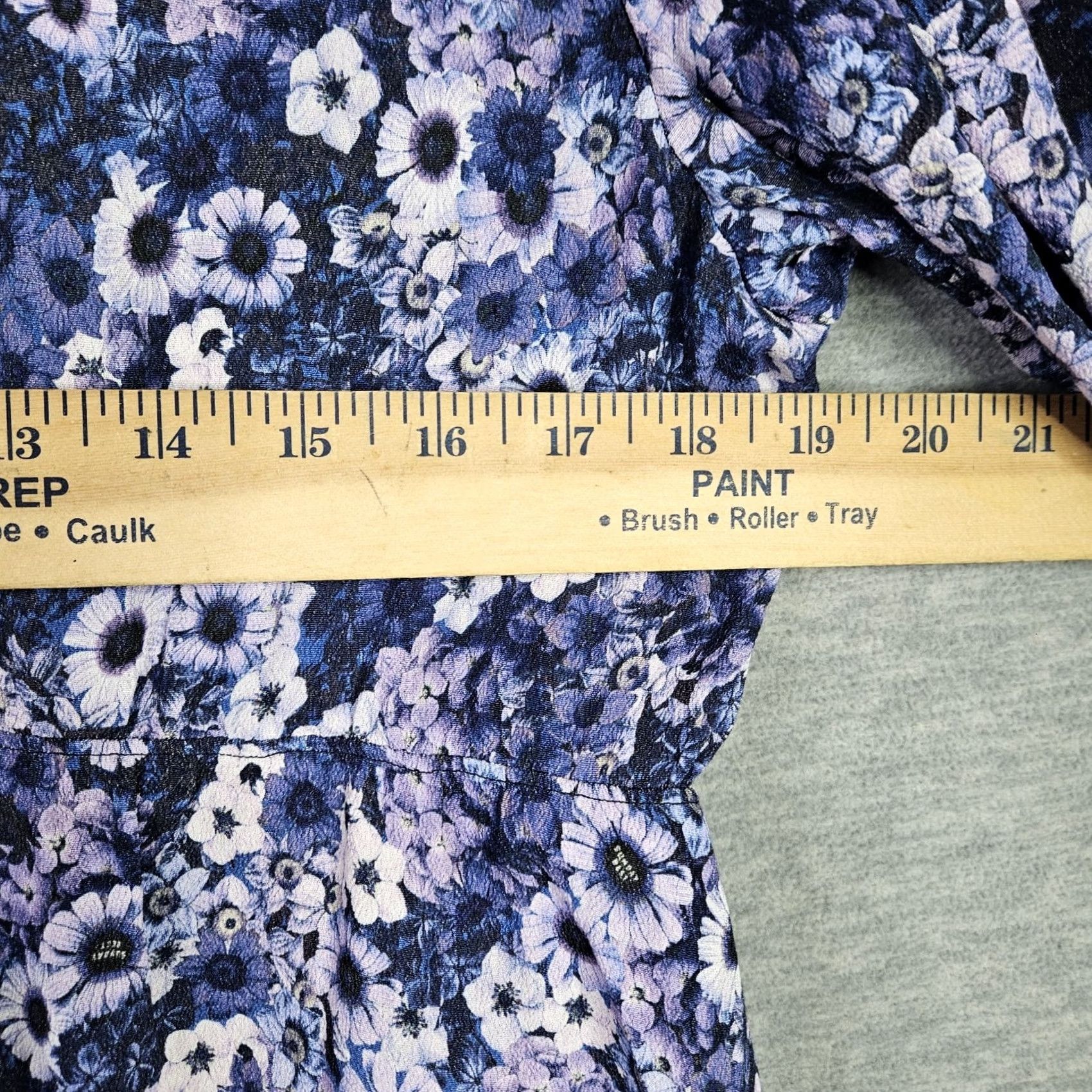 Vintage SUNDAY BEST Women's Floral Tie Waist Long Sleeve Cropped Shirt L Size Blue Blouse, Regular Fit, Viscoe, Cropped, Casual, All Seasons Size L / US 10 / IT 46 - 3 Thumbnail