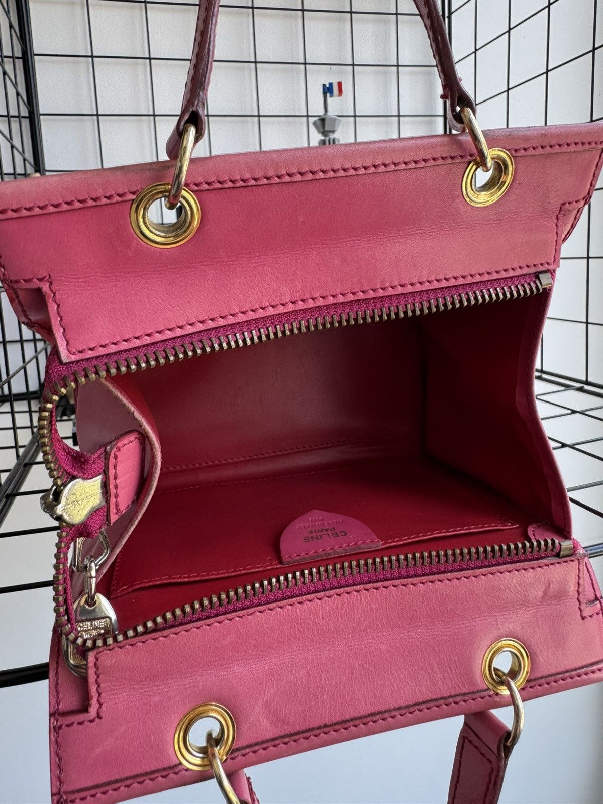 Celine Vintage Celine Triomphe Pink Leather Handbag Size ONE SIZE - 8 Thumbnail