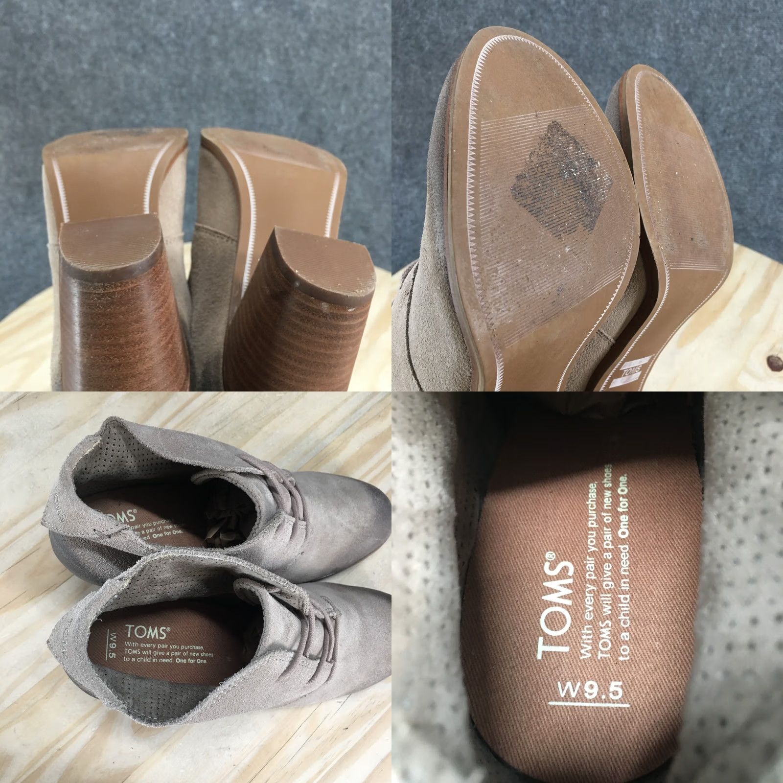 Toms TOMS Boots Womens 9.5 Ankle Bootie Beige Almond Toe Lace Up Block Heel Casual Shoes Size US 10 / IT 40 - 9 Thumbnail