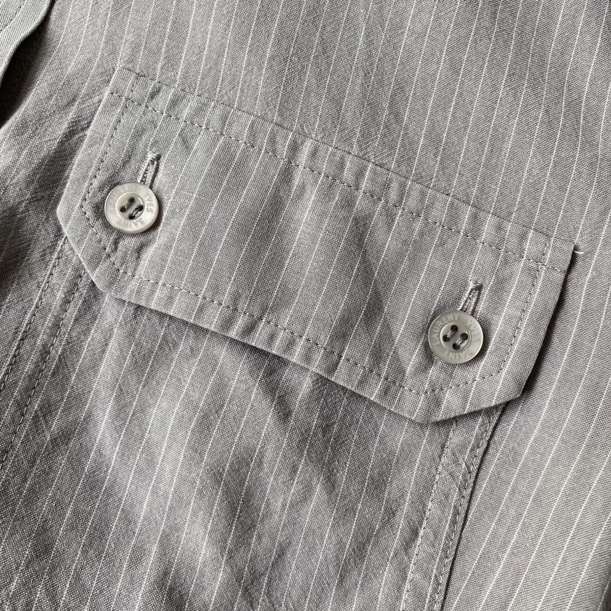 Yves Saint Laurent YVES SAINT LAURENT Light Gray Striped Pocket Shirt Size XS / US 0-2 / IT 36-38 - 16 Thumbnail