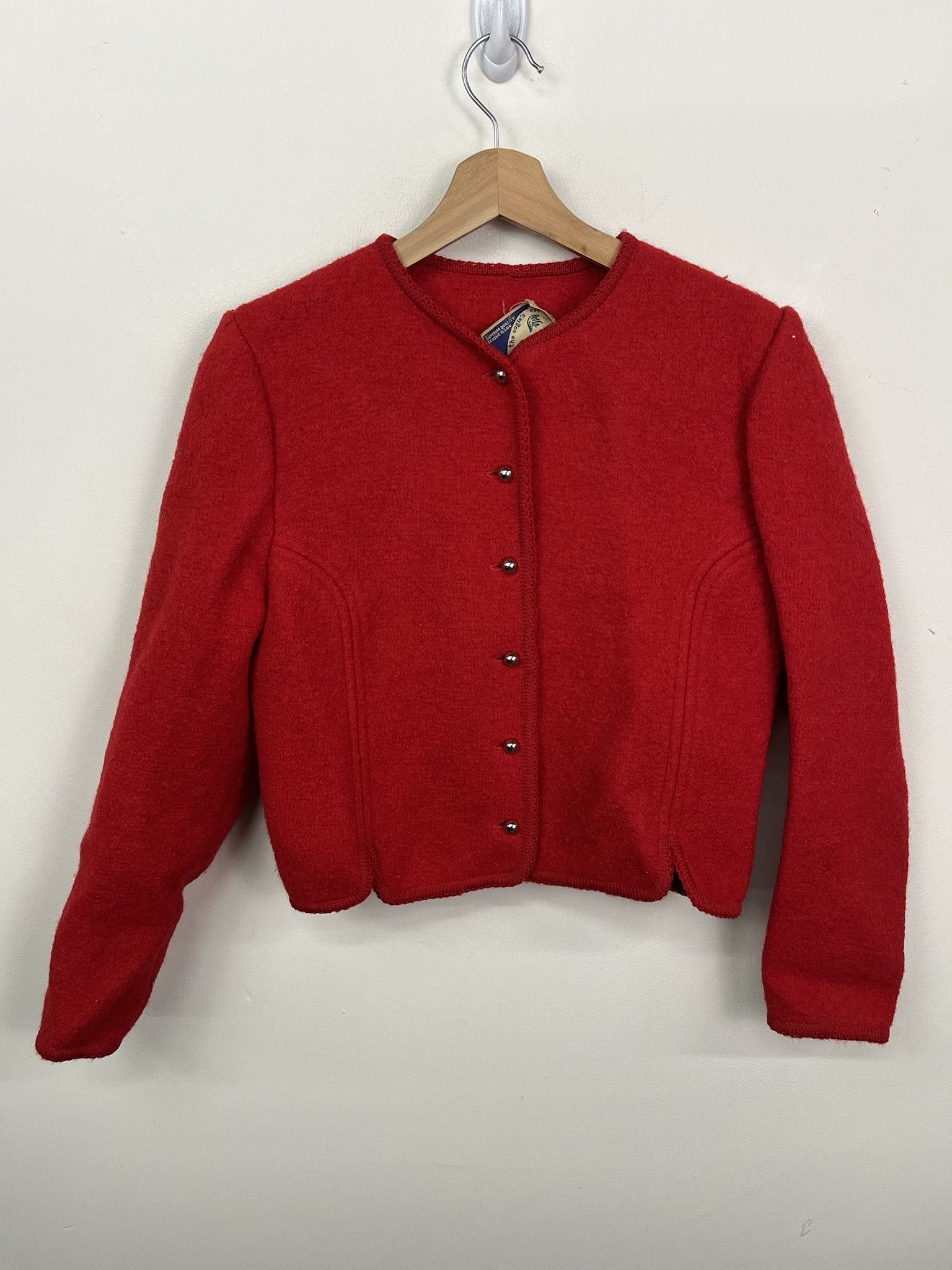 Other Vintage 1980s The Eagle's Eye Felted Wool Cardigan Size XS (10) Size US XS / EU 42 / 0 - 1 Thumbnail