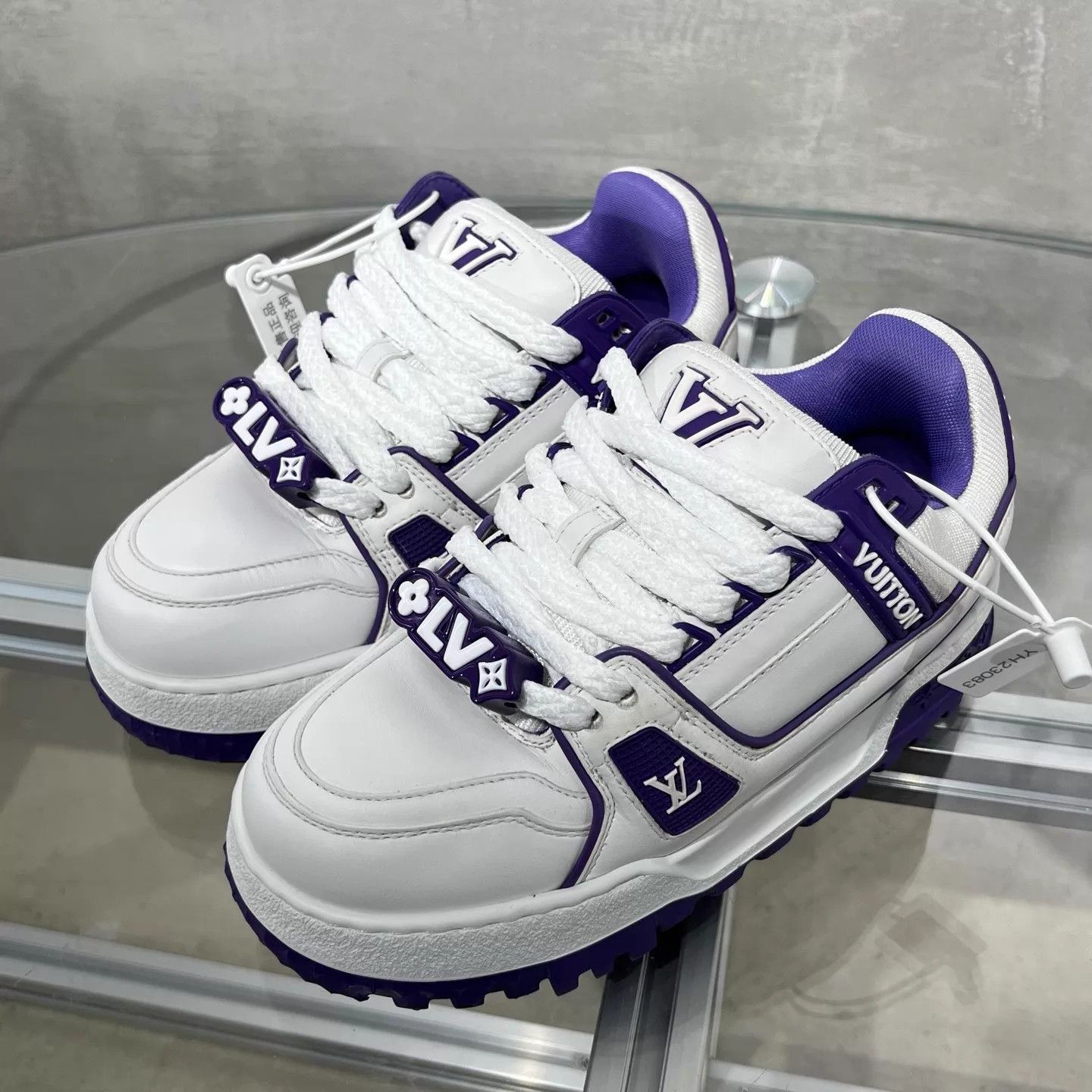 Louis Vuitton LV Trainer White Purple UK1 / 35 Size US 4.5 / IT 34.5 - 2 Thumbnail