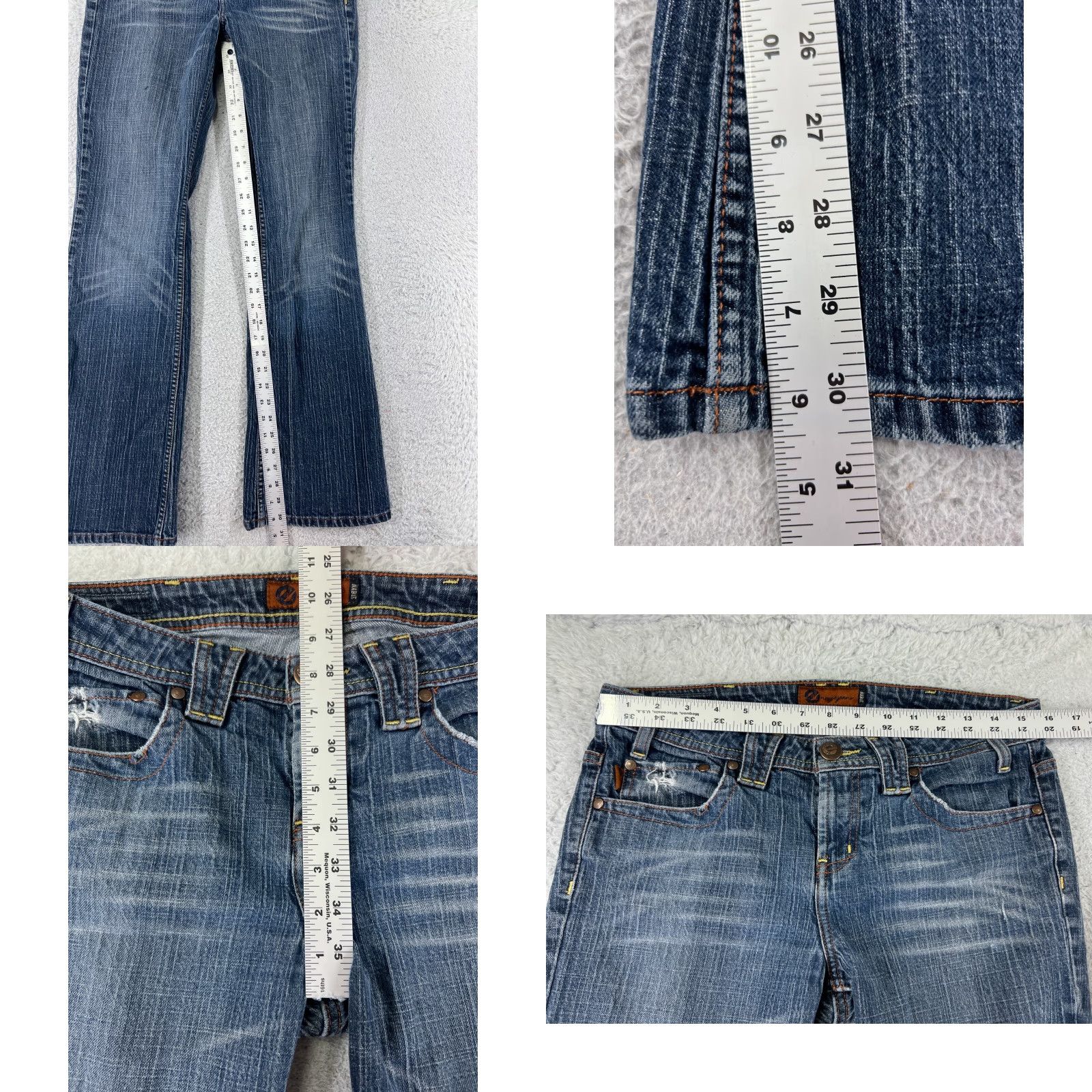 Energie Energie Jeans Women Blue Denim Bootcut Pant 30.5 Inseam 25W Regular Fit Distressed Cotton Blend Size 11 Adult Womens Jeans Size 32" / US 10 / IT 46 - 8 Thumbnail