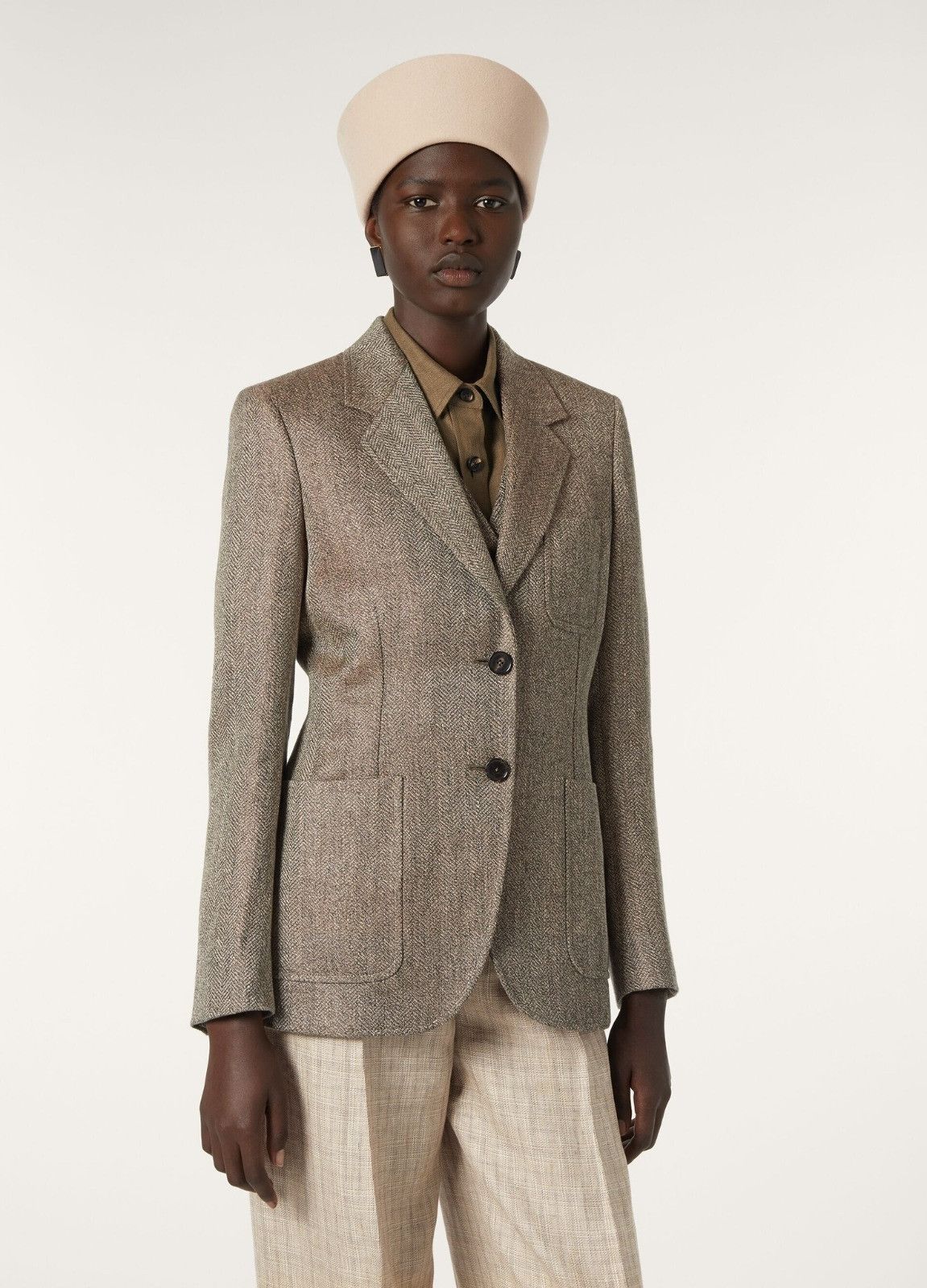 Loro Piana o1srvl11e0526 FAP2796 Eleanor Blazer in Brown/Tan Size S / US 4 / IT 40 - 2 Thumbnail