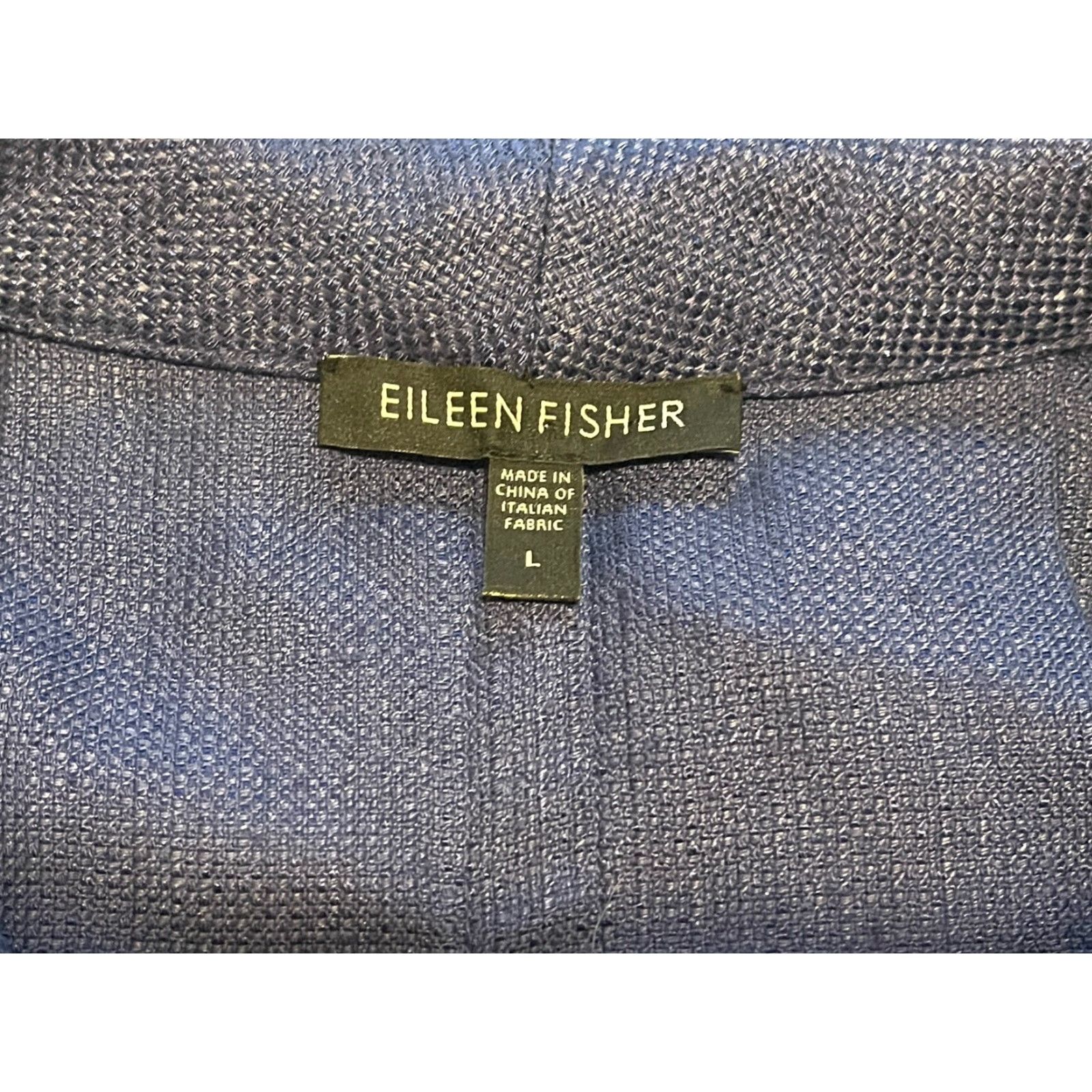 Eileen Fisher Eileen Fisher Blazer Women L Blue Linen Blend Unlined Solid Career Casual Jacket Womens Size L / US 10 / IT 46 - 2 Thumbnail