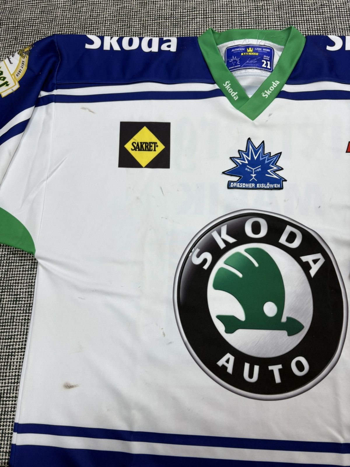 Other 08/09 Game Worn Dresdner Eislowen #21 Marik hockey jersey Size US XXL / EU 58 / 5 - 6 Thumbnail