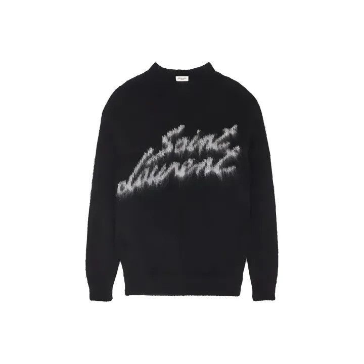 Saint Laurent Paris Saint Laurent Black Knit Sweater with Logo