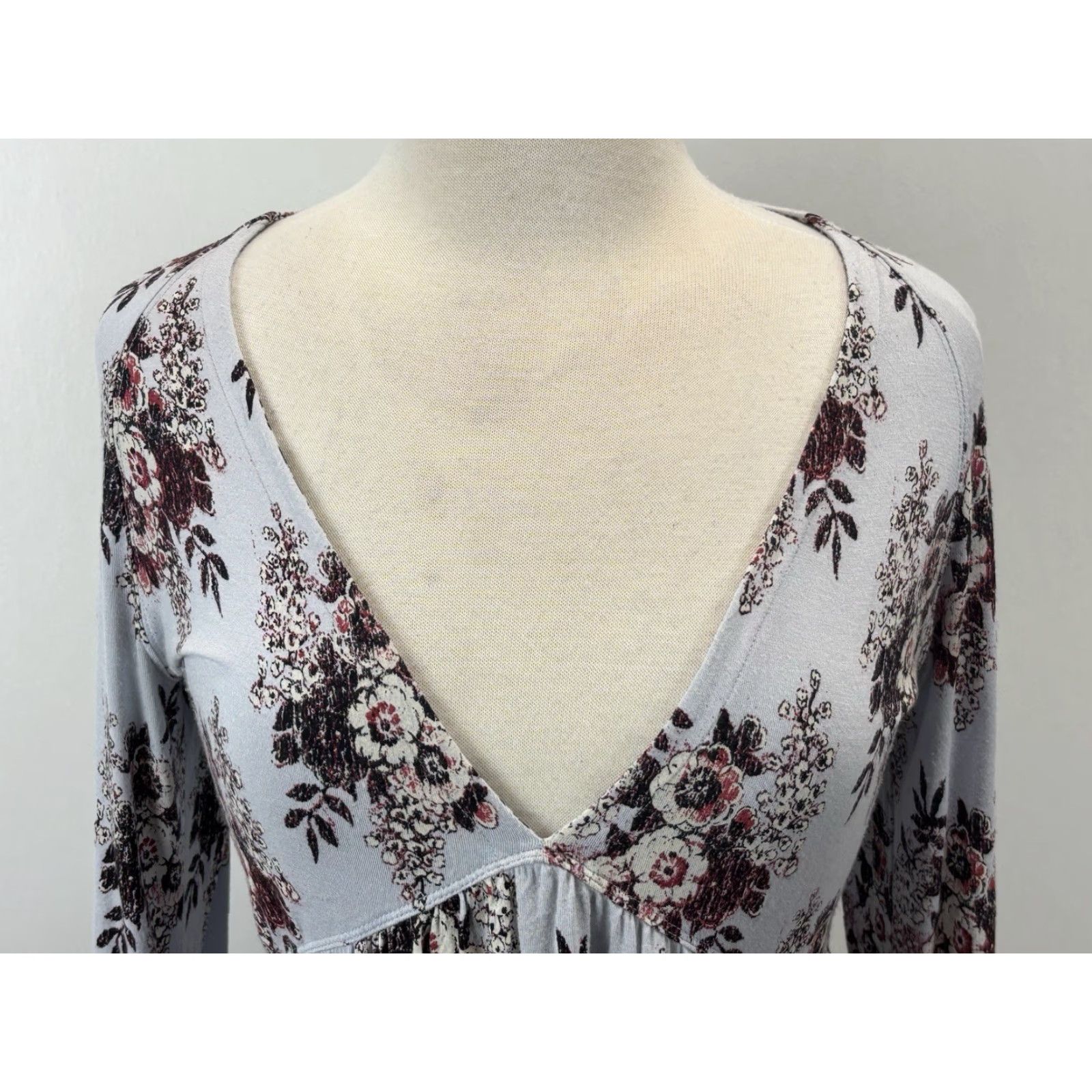 Free People Free People Tunic Blouse Adult Medium Blue Floral Boho Hippie Festival Shirt Women Size M / US 6-8 / IT 42-44 - 5 Thumbnail