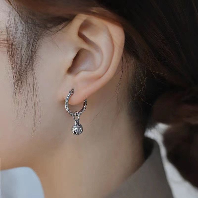 Jewelry Retro Bell Pendant Hoop Earrings Size ONE SIZE - 1 Thumbnail