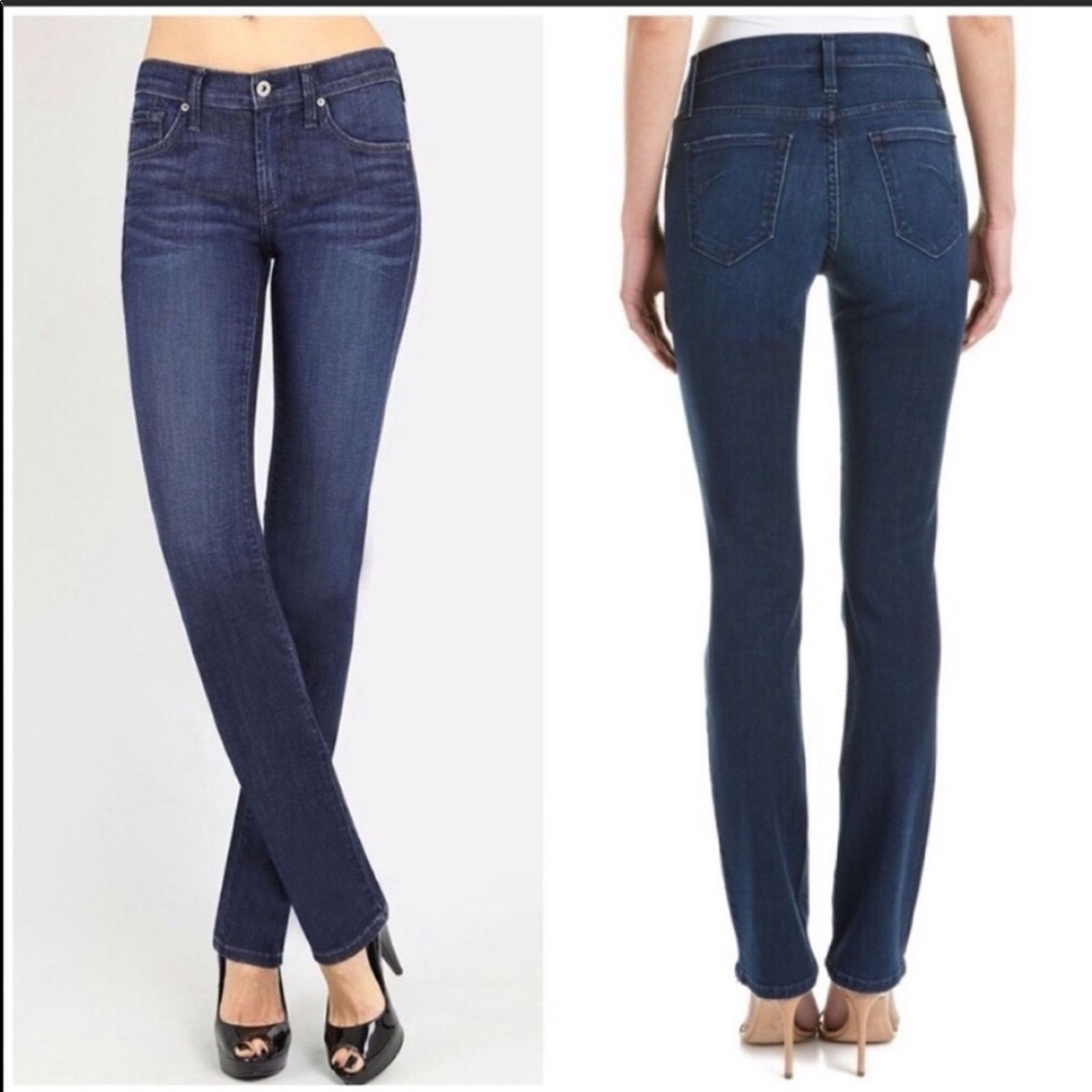 Anthropologie James Jeans Dark Wash High Rise Straight Leg Denim Jeans 27 Size 27" / US 4 / IT 40 - 1 Thumbnail