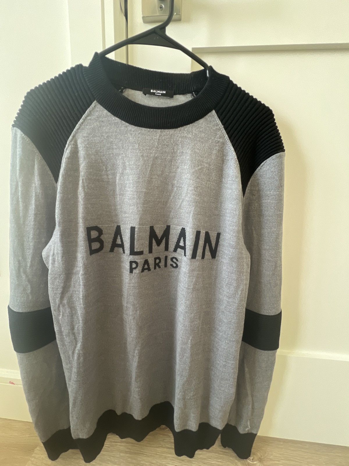 image of Balmain Knit Sweater in Grey, Men's (Size Large)