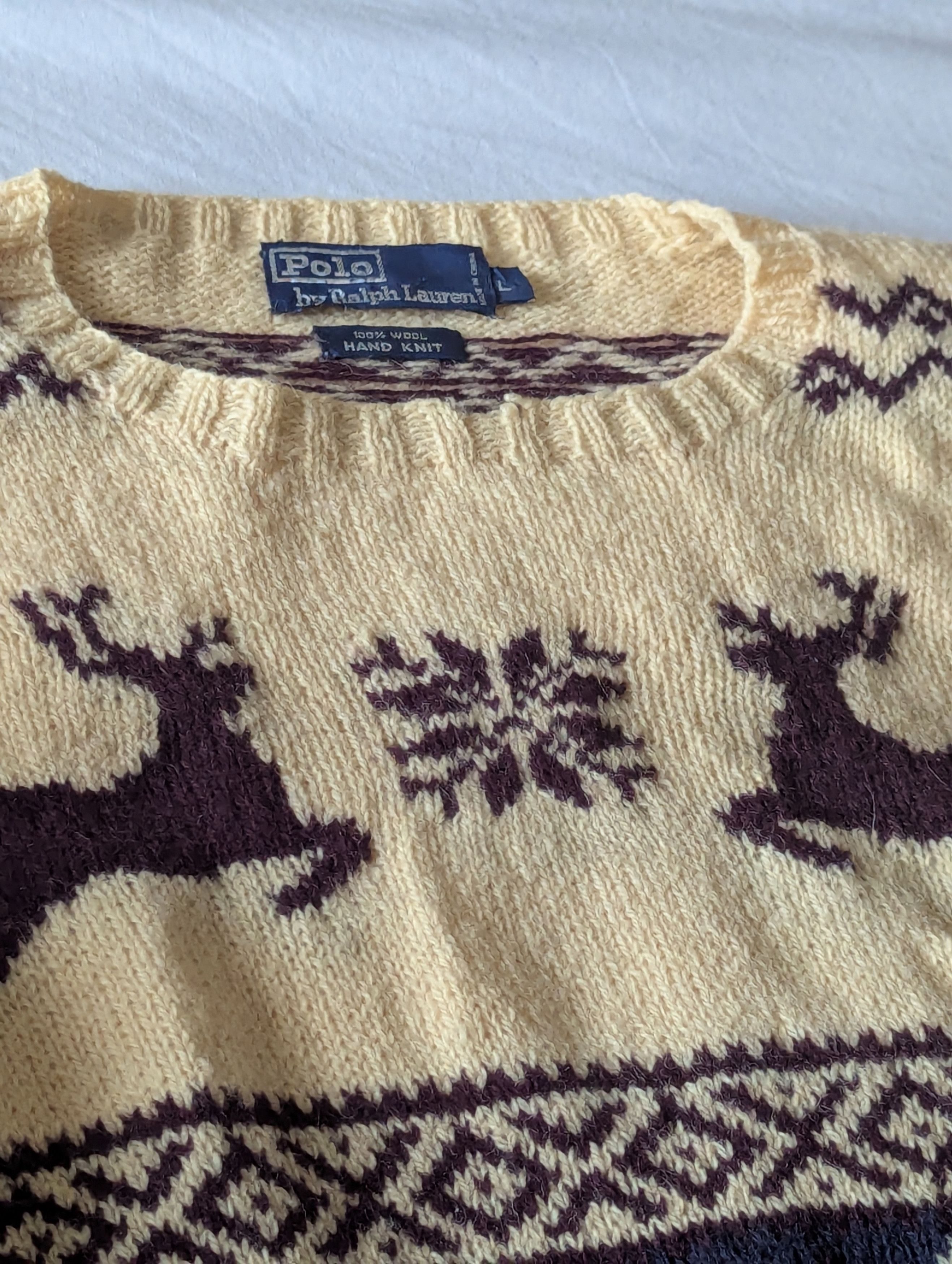 Polo Ralph Lauren 100% Wool,Hand Knit Size US L / EU 52-54 / 3 - 4 Thumbnail