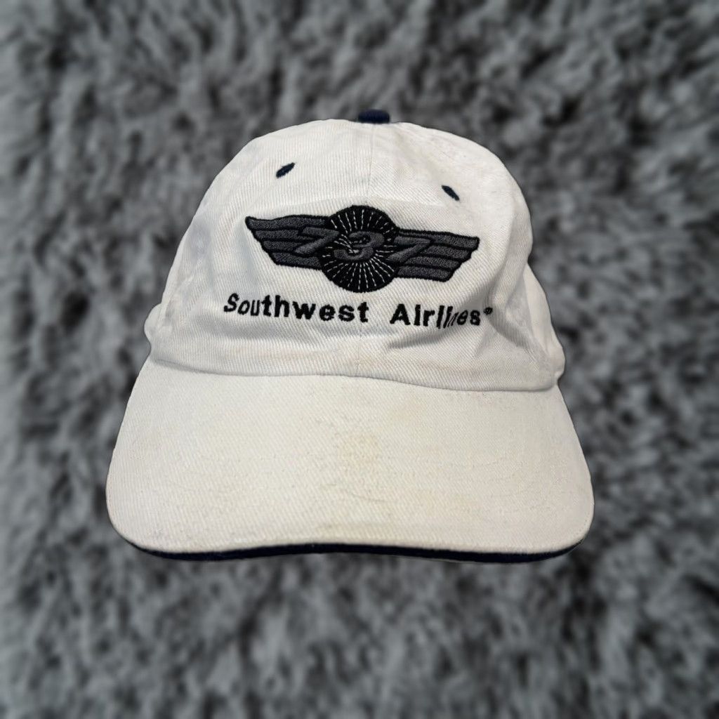 Vintage Cobra Adjustable Baseball Cap White Cotton Southwest Airlines Size ONE SIZE - 1 Thumbnail