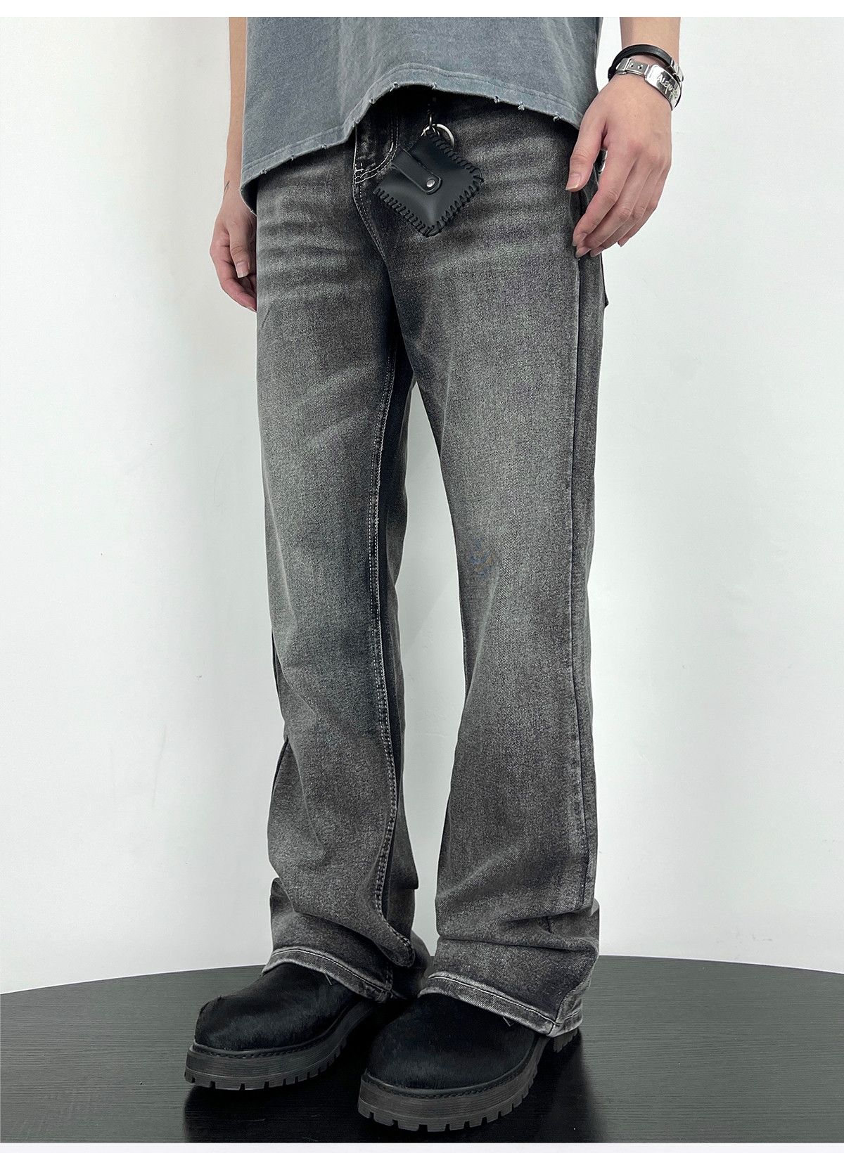 custom distressed flared yuppie jeans
